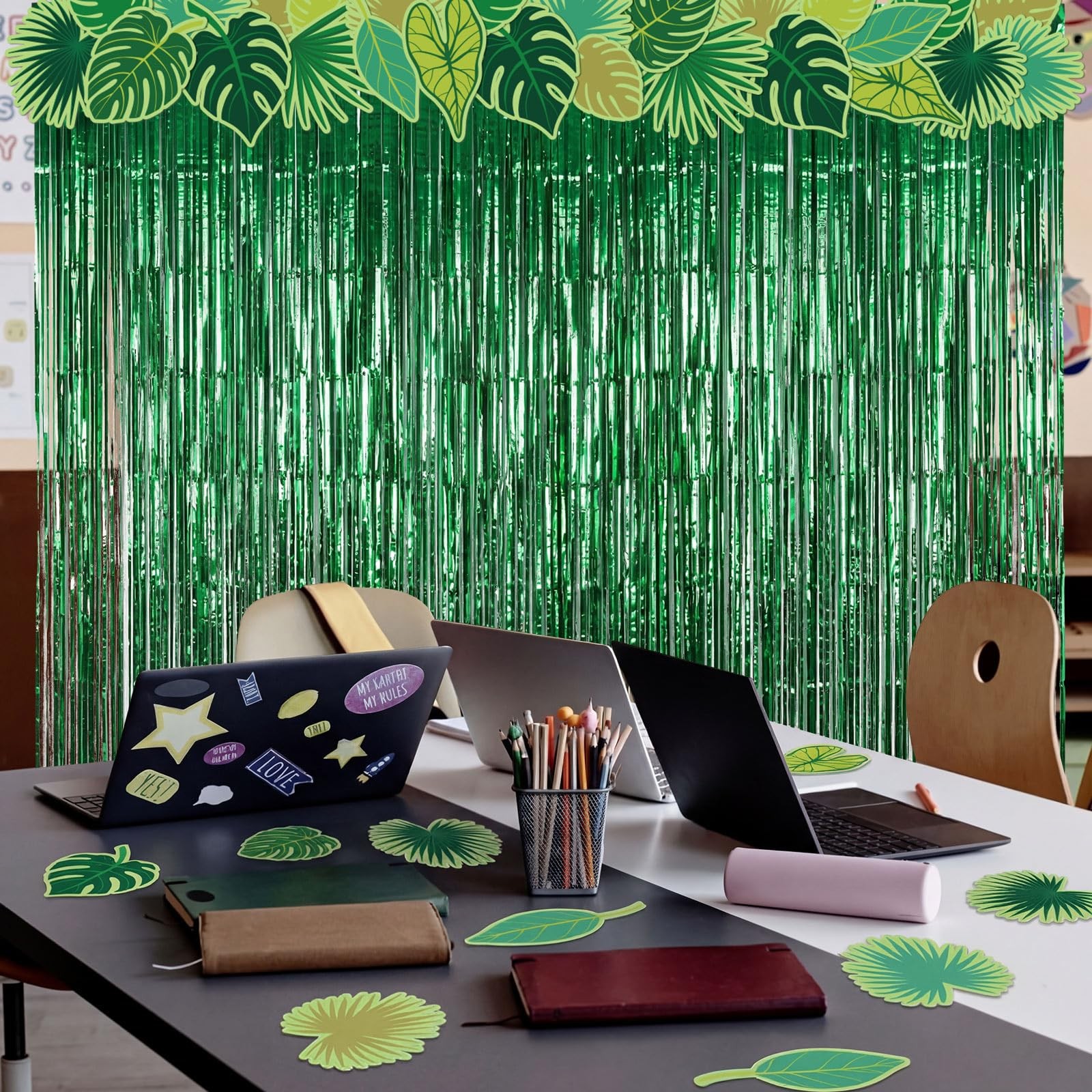 Jungle Classroom Decorations Back to , 2 Pcs Tropical Palm Leaf Rain Curtain …