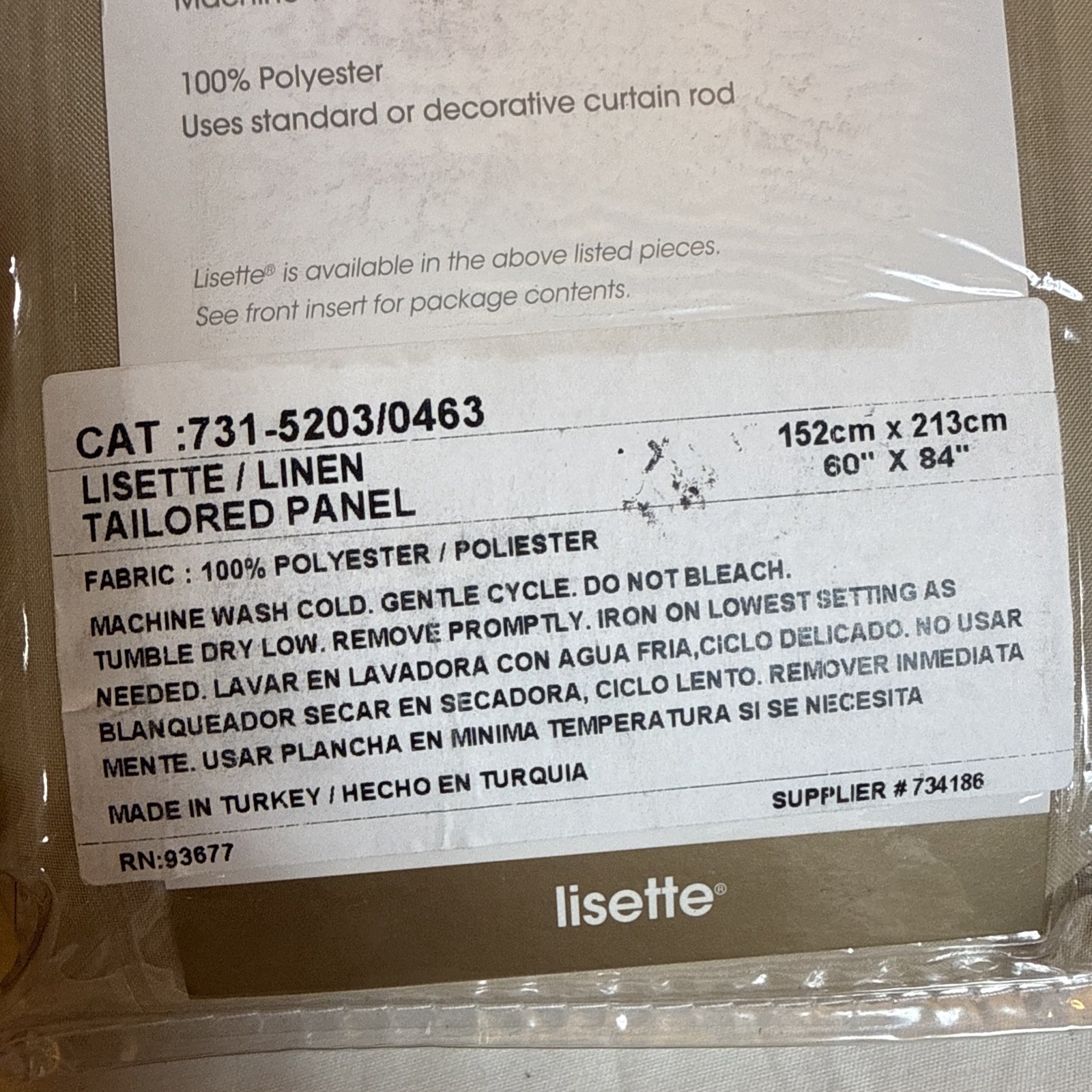 Lisette Sheer Curtain One Panel Rod-Pocket JC Penney Home 84″ L x 60″ W New OS