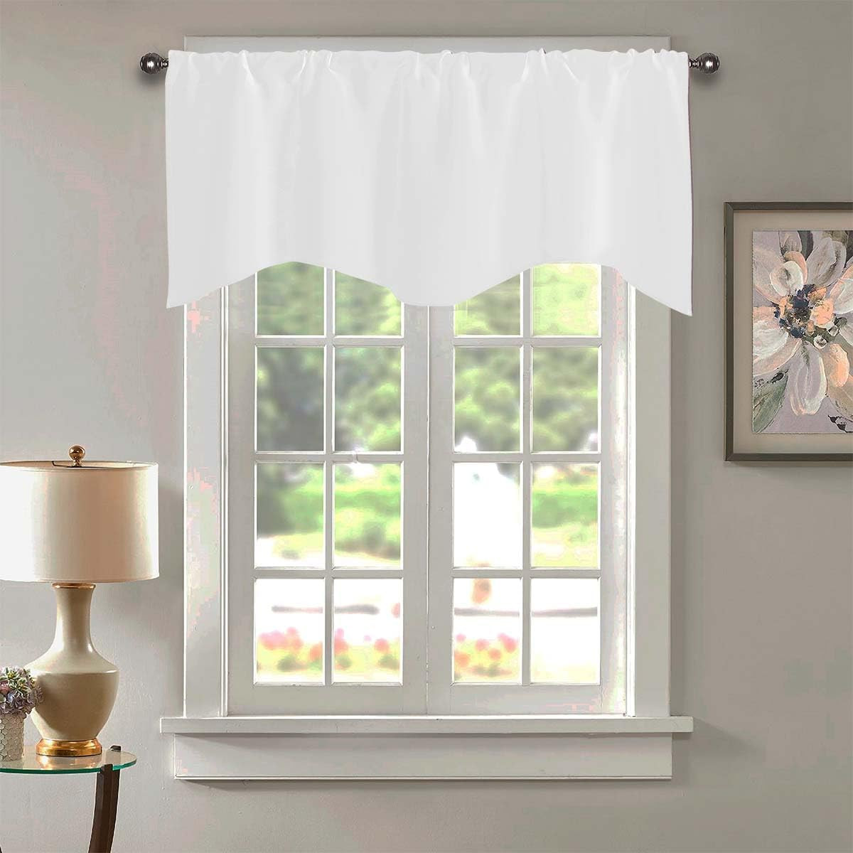 Pure White Valances for Windows 2 Pack Clearance Valance Curtains for Living Roo