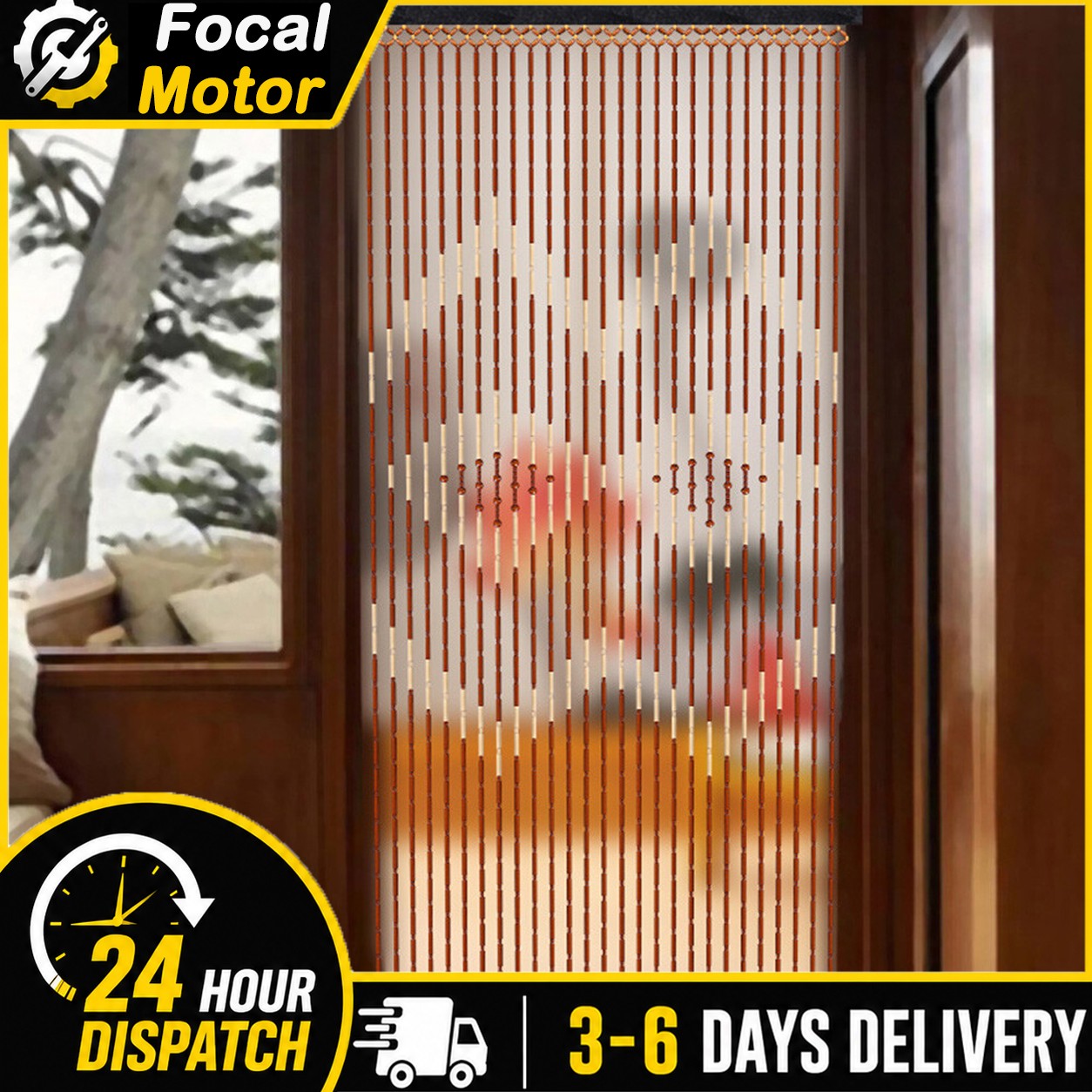 Wooden Bamboo Beaded Curtain 90*175Cm Room Divider Home Decor For US