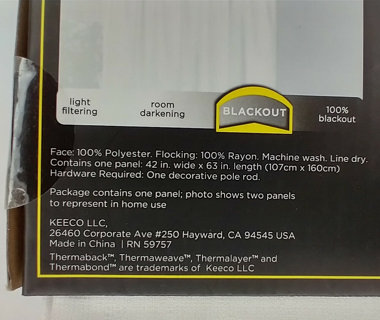 Eclipse Blackout Curtain One (1) Rod Pocket Panel 63 Inch Braxton White