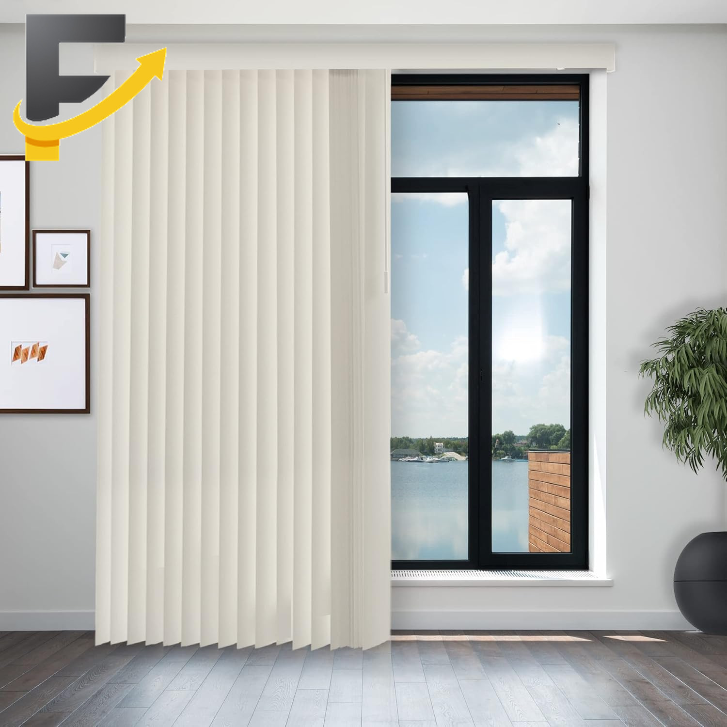 Vertical Blinds Door Window Blackout Shade Sliding Oxford Alabaster 78″W X 84″H