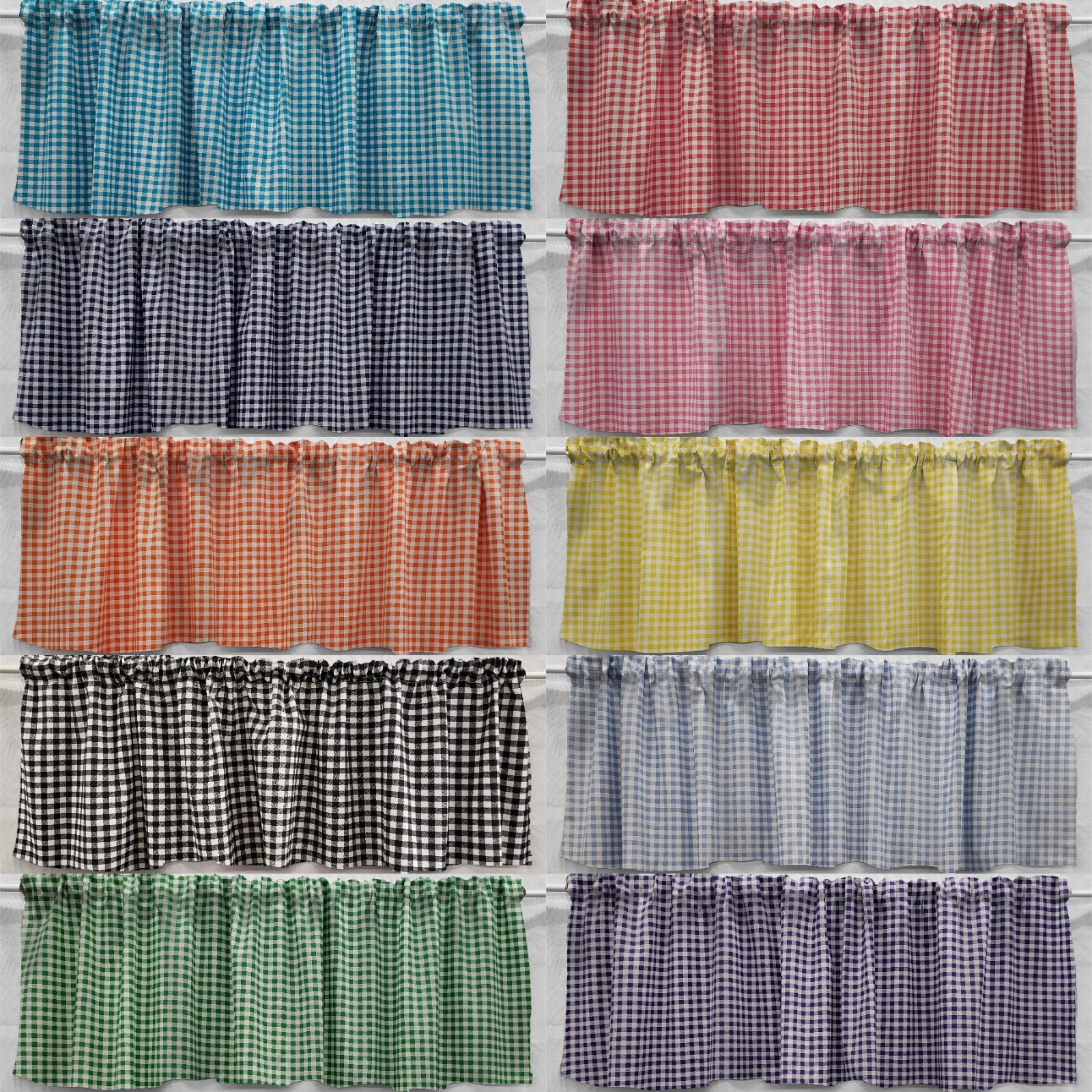 Checked Gingham Curtains (10 Colors Available)