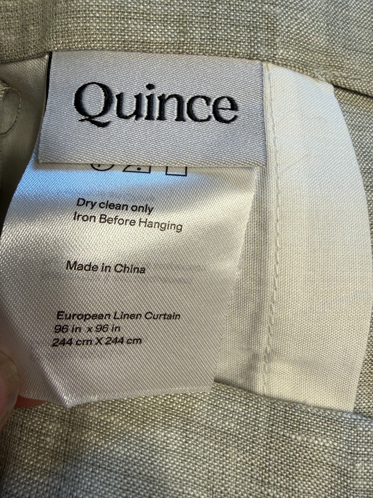 Quince European Linen Curtain Panel 96×96 Sage Green Cotton Lined Drape