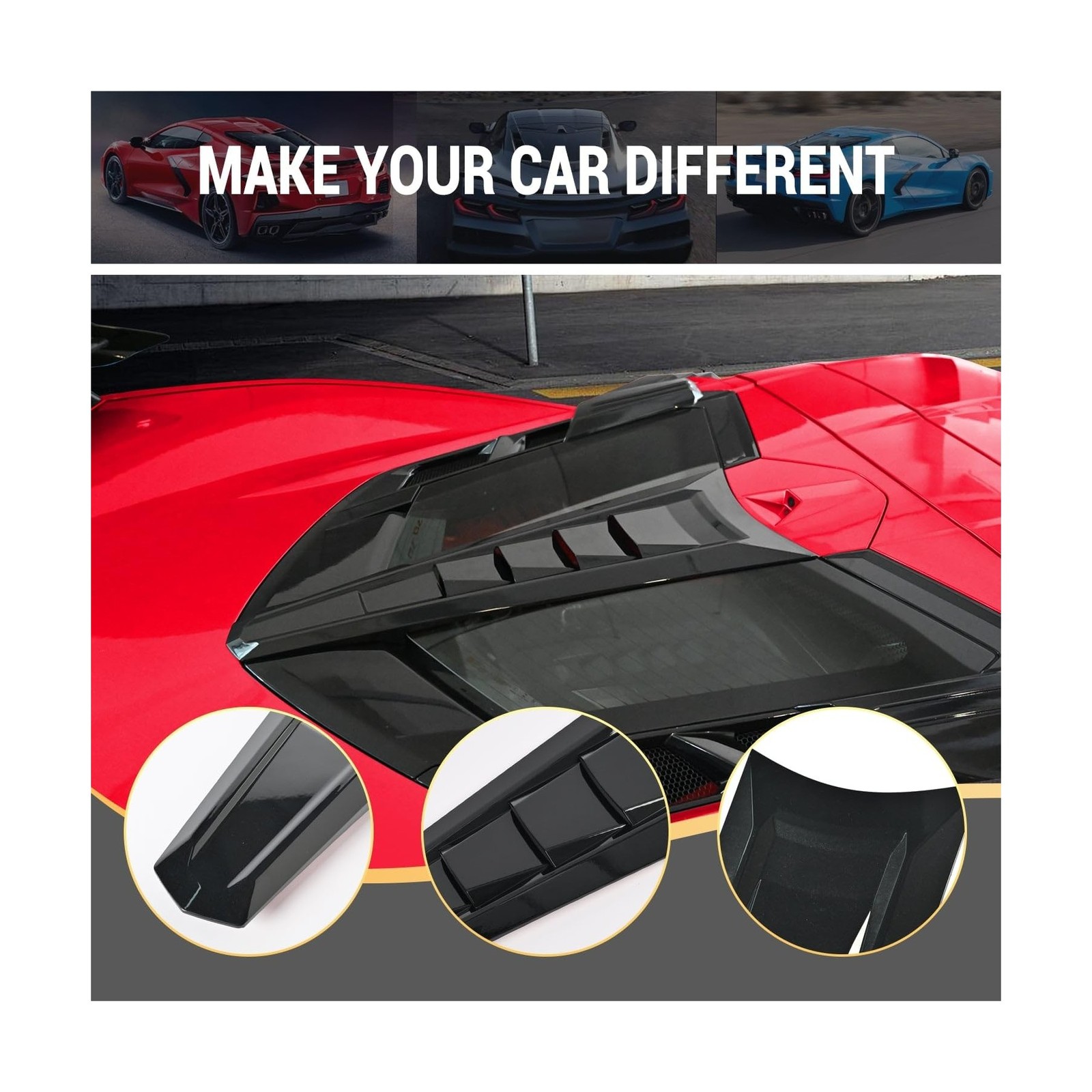 Black Rear Split Window Applique,ABS Plastic Car Rear Hatchback Louver Moldin…