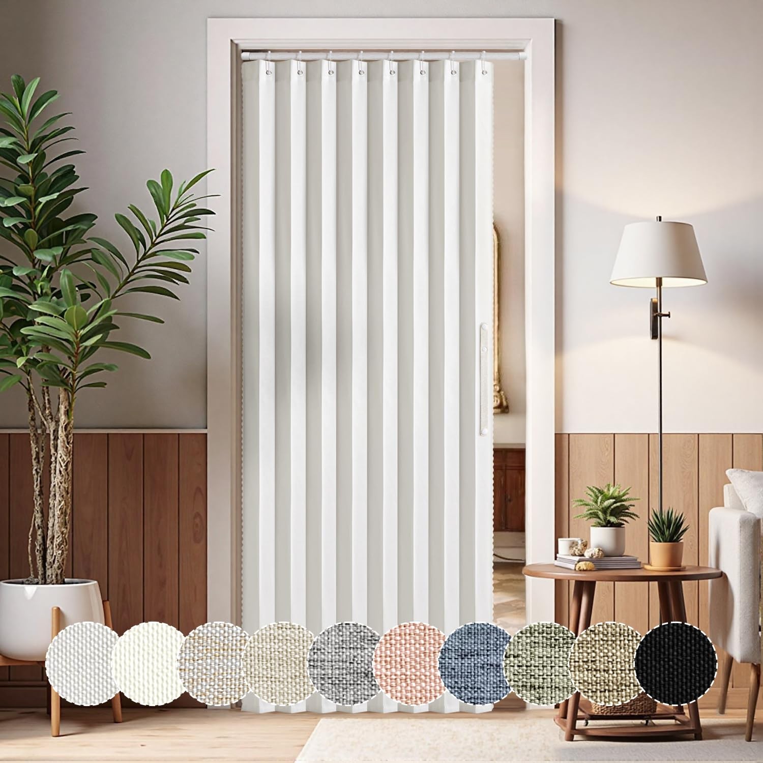 MIULEE Accordion Style Magnetic Folding Door 34″W x 78″L (Pack of 1), White