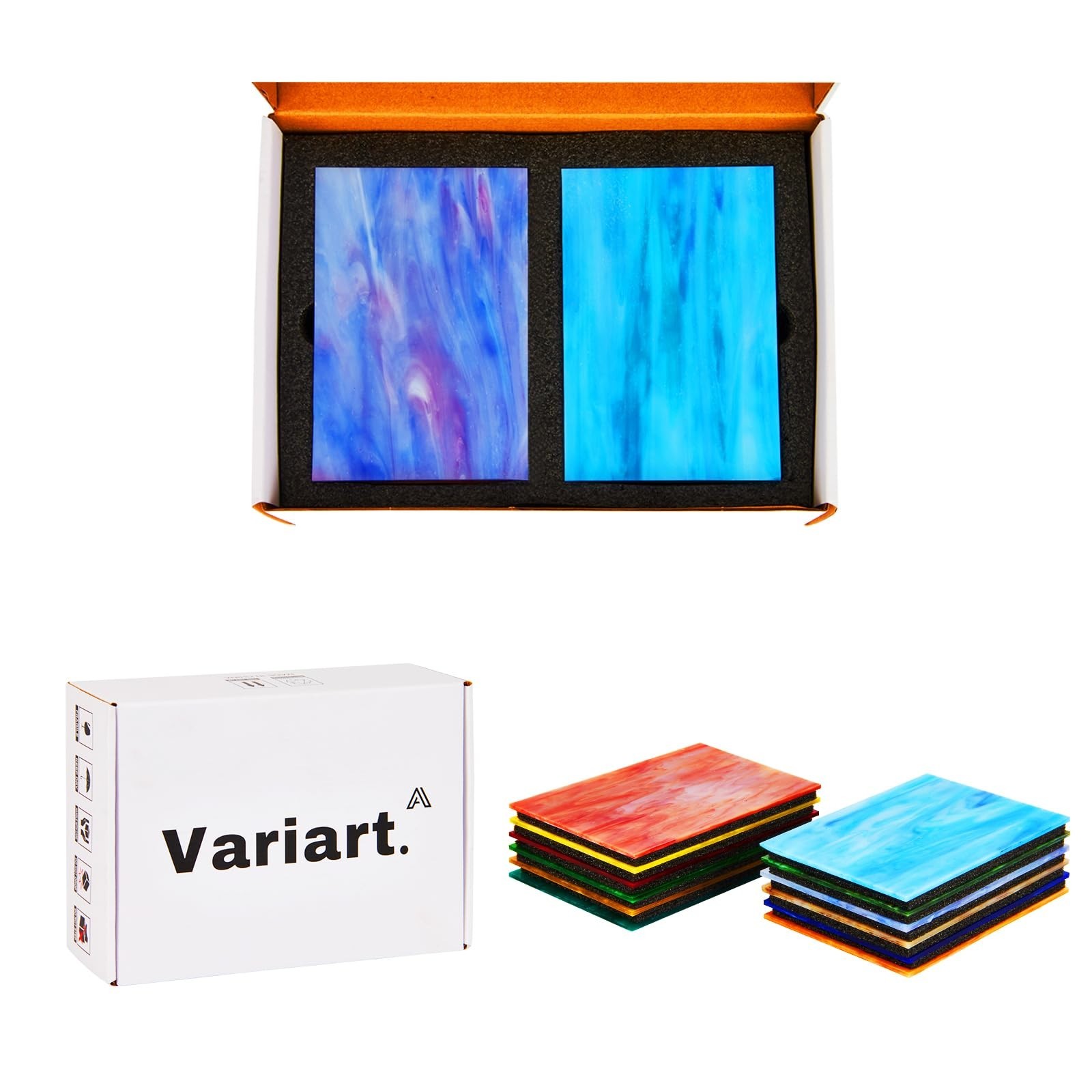 VARIART 12-Sheet Stained Glass Pack | 4×6 Inch Assorted Cathedral Art Glass f…