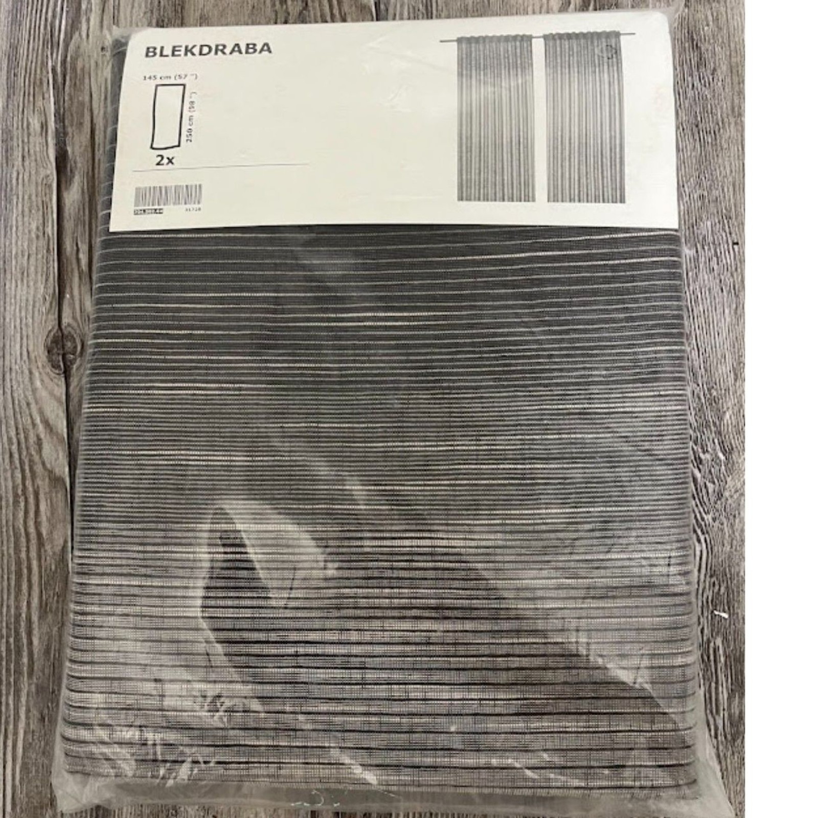 NIP IKEA 2 Window Curtain Panels Beige Gray Gradient Stripe 57×98 Modern Pair