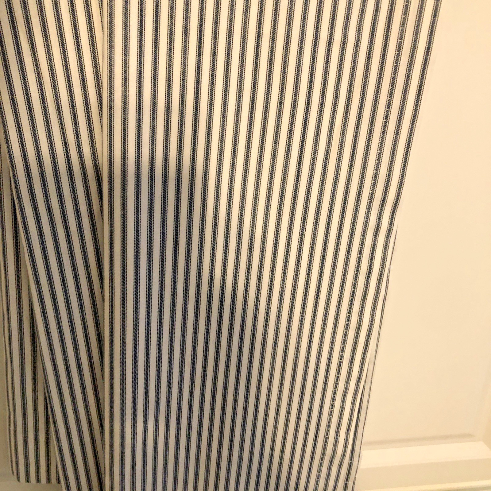 Country Curtains 63″L Denim Blue White Ticking Stripe Farmhouse Curtains