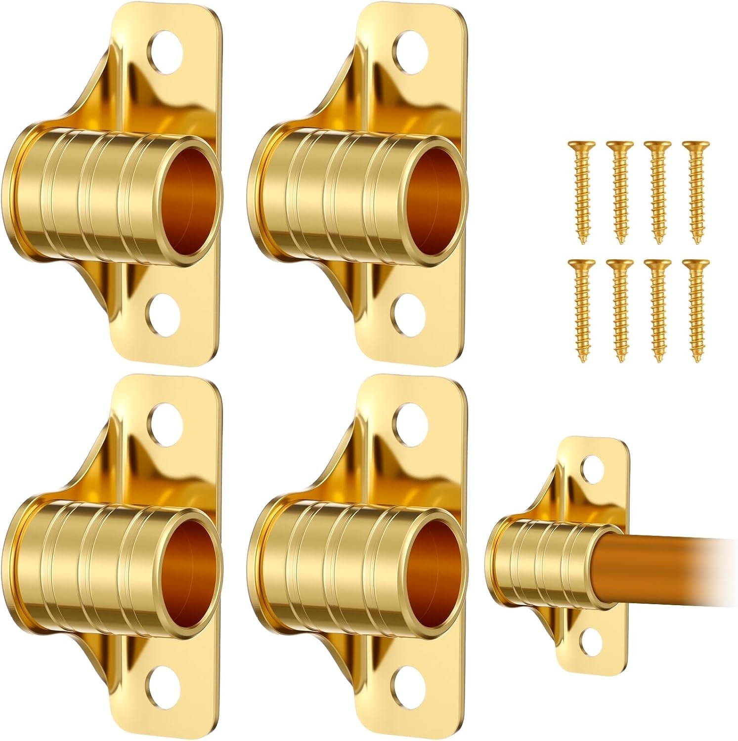 4 Pcs Outside Mount Curtain Rod Bracket 3/8″ Brass Bracket Set for 3/8″ Rodding
