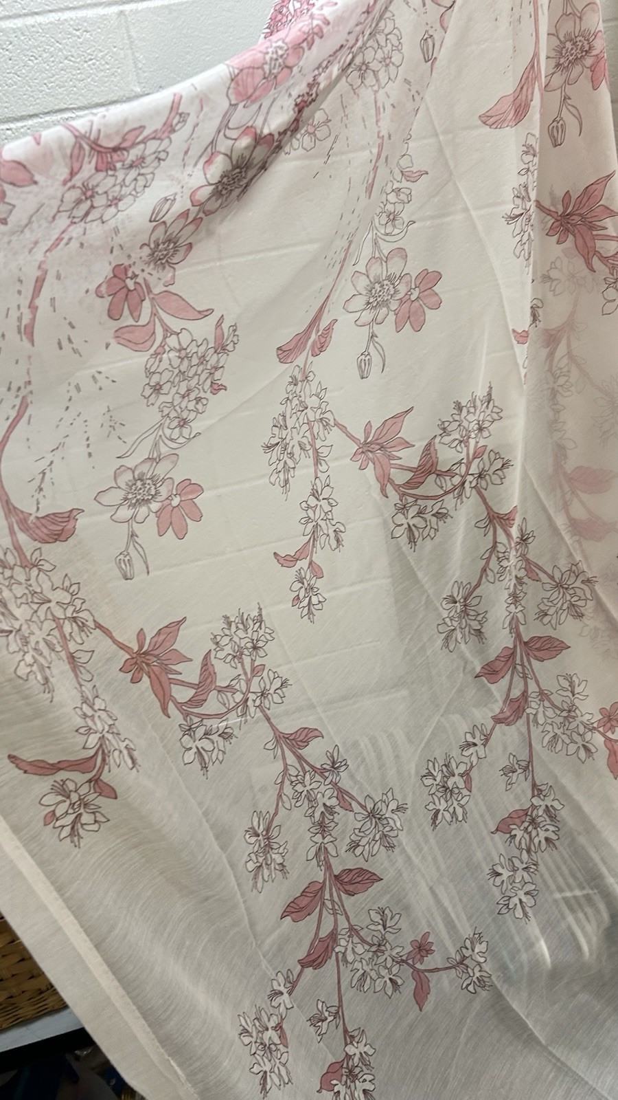 Vintage-single stitch style cherry blossom curtain Bundle 57×82 in Set of 3