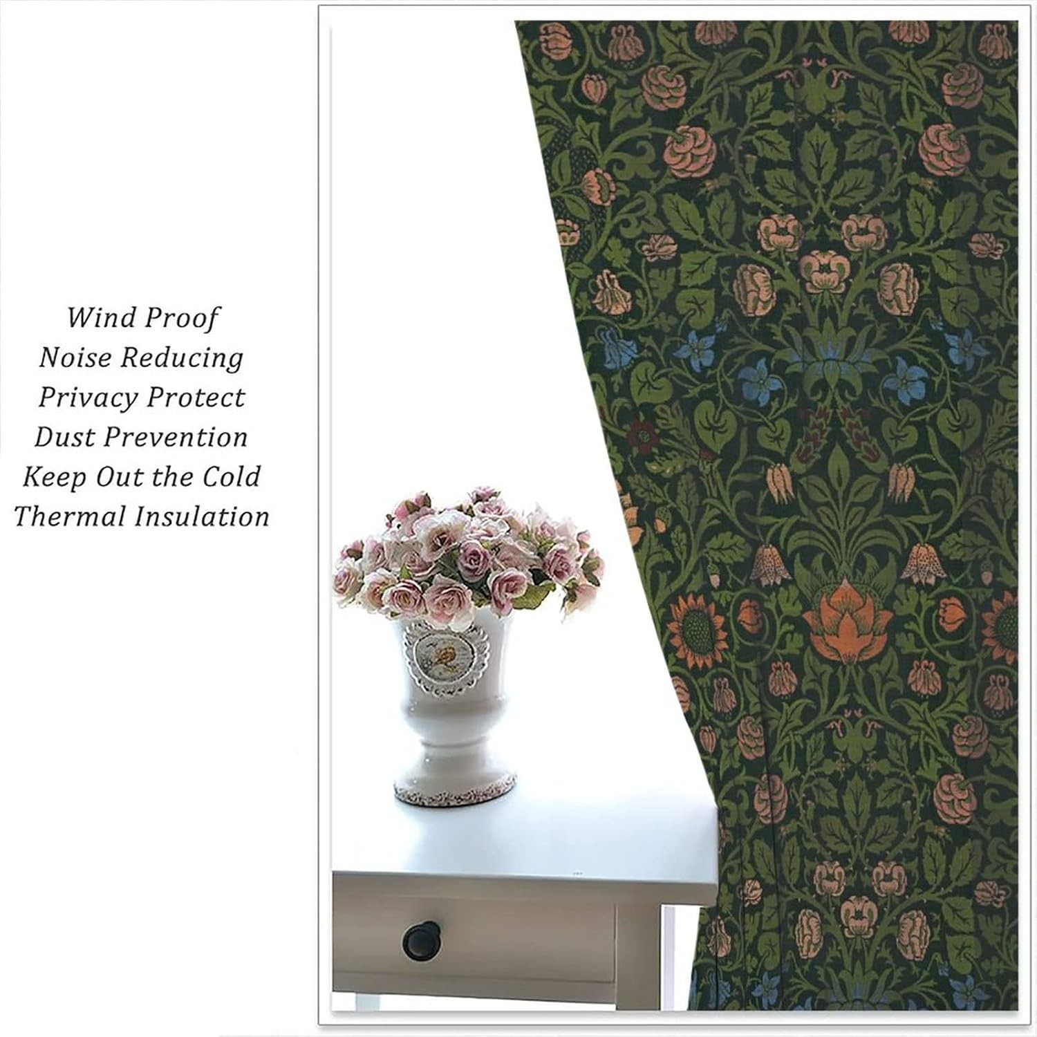 Bohemia Plant Flowers Pattern Blackout Window Curtains, William Morris Art Print