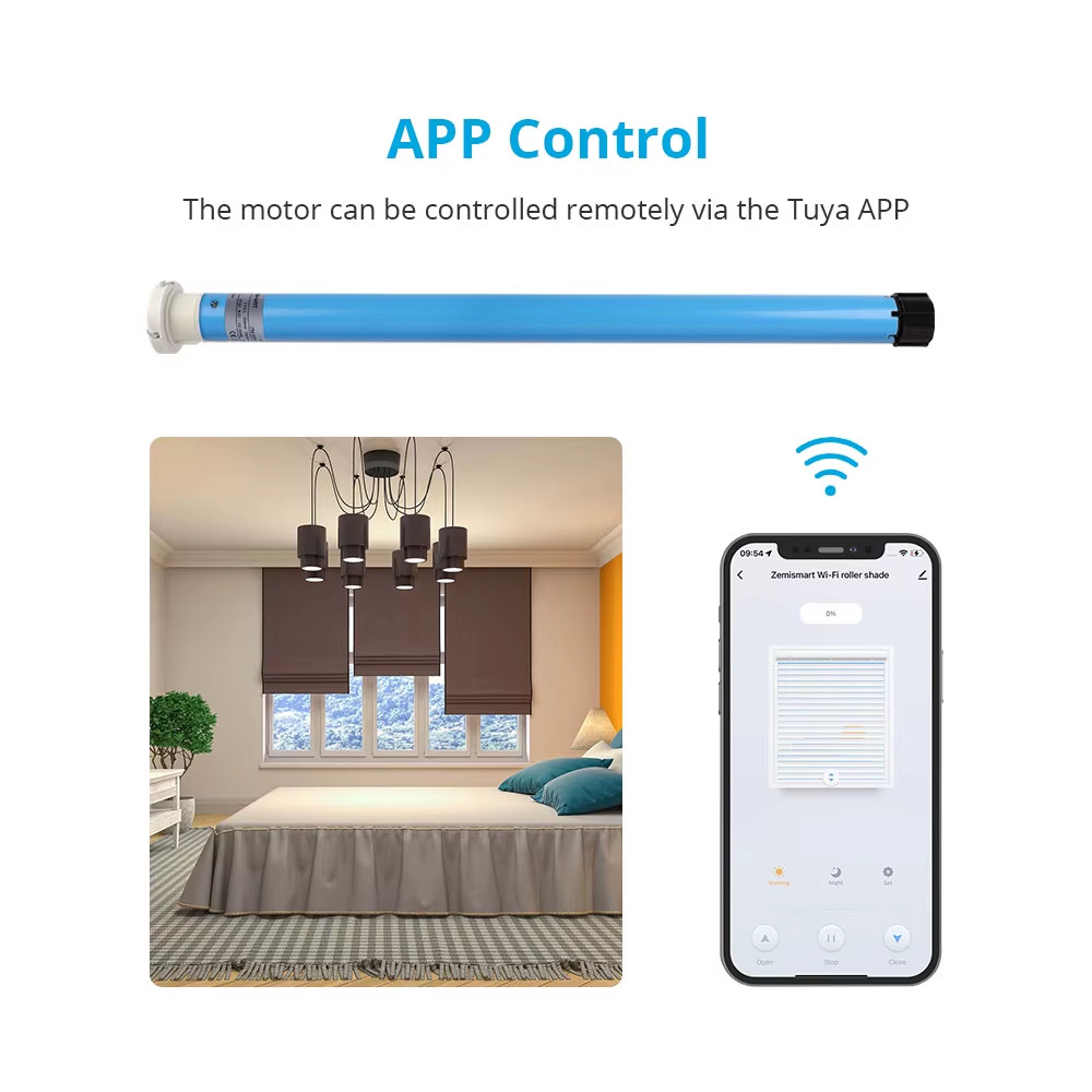 WiFi Electric Roller Shade Blinds Motor for 30mm Tube Work with Tuya Alexa Googl