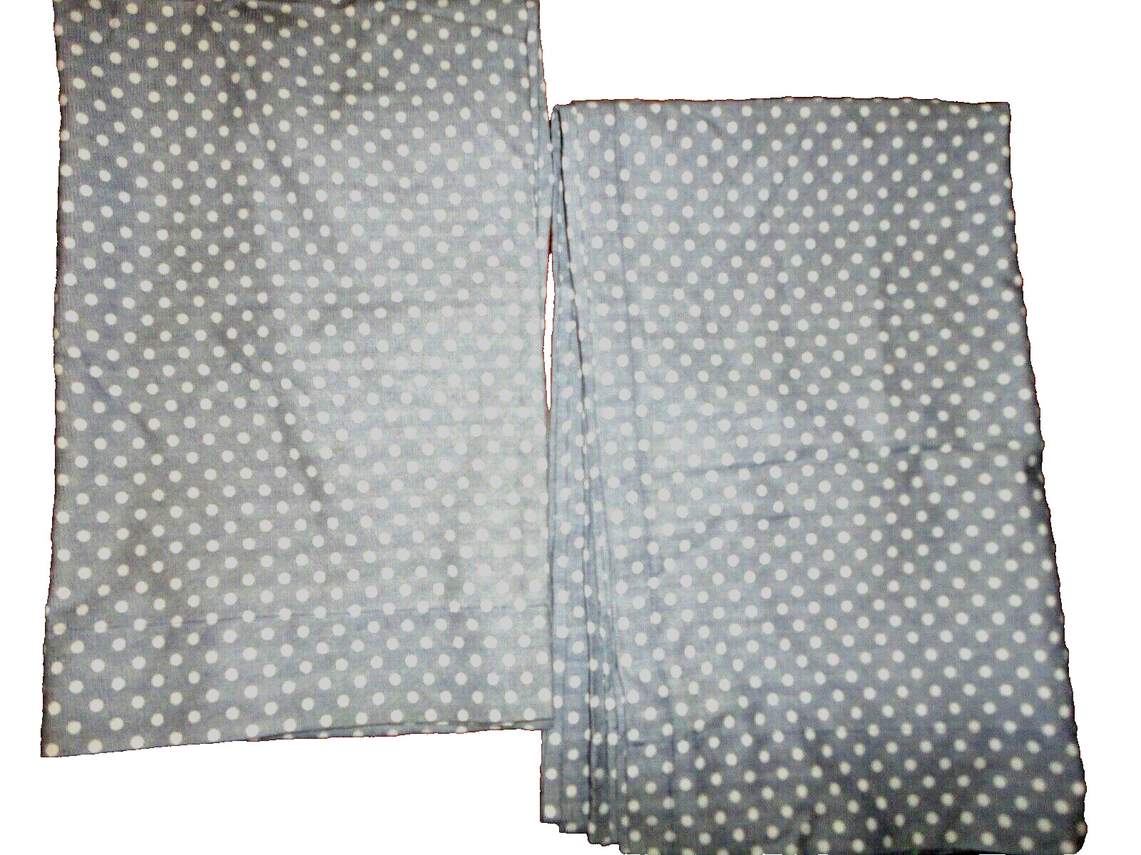 TOMMY HILFIGER BLUE WHITE CHAMBRAY DOT DOTS (PAIR) UNLINED WINDOW PANELS 50 X 83