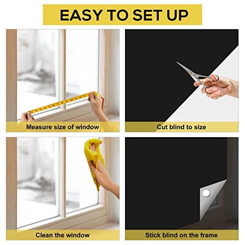 BLACK – RUseeN PORTABLE BLACKOUT SHADES (118″ X 57″) 100% BLACKOUT MATERIAL