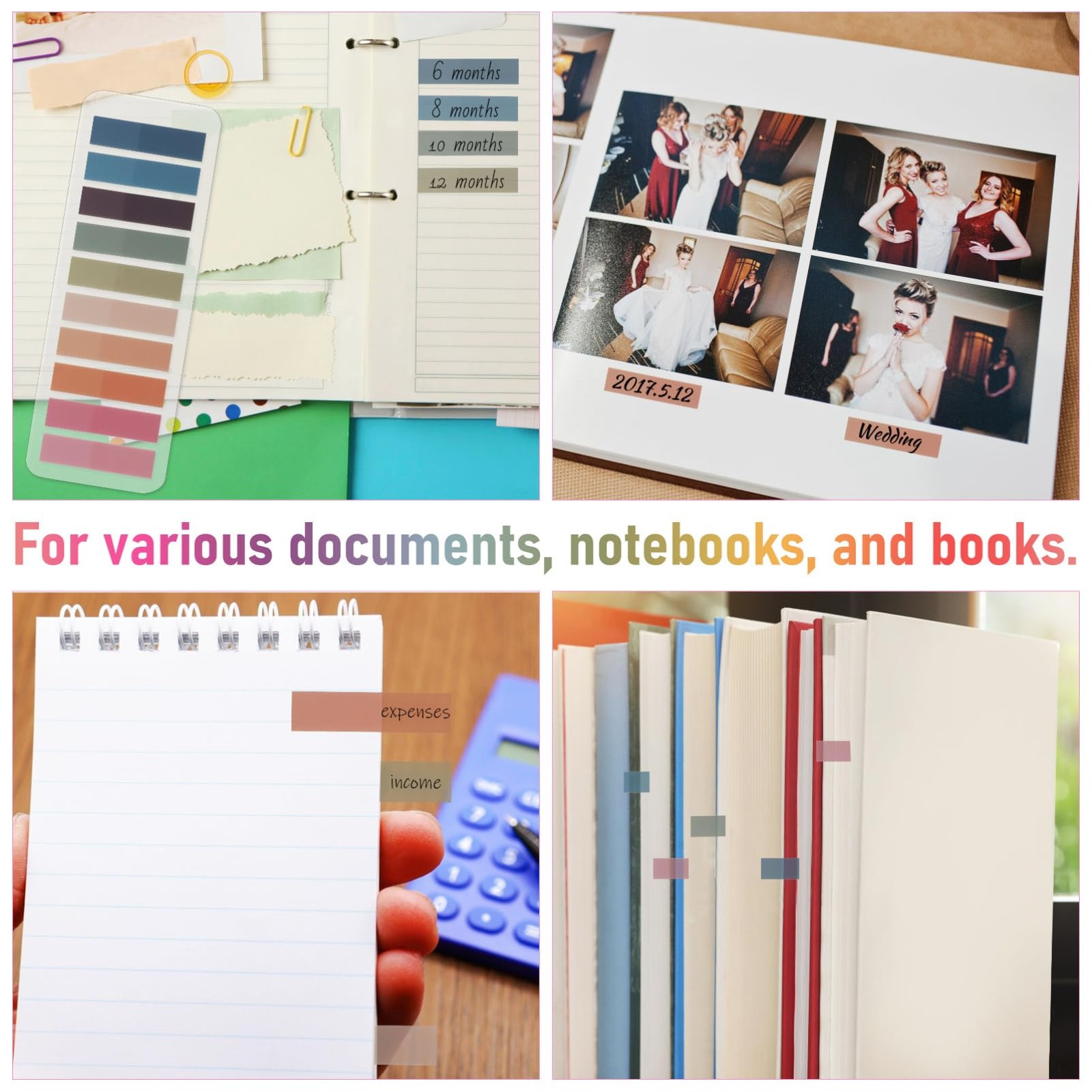 Lurrose 2400pcs Annotation Tabs: Transparent Page Markers 1.7″ x 0.4″, Multi