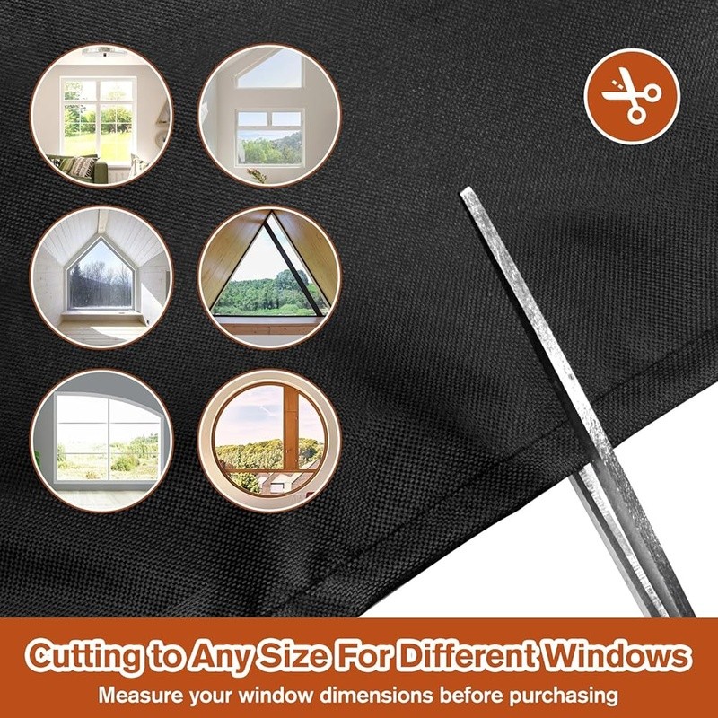 Blackout Curtains Light Blocker Thermal Insulation Self Adhesive Easy Install US
