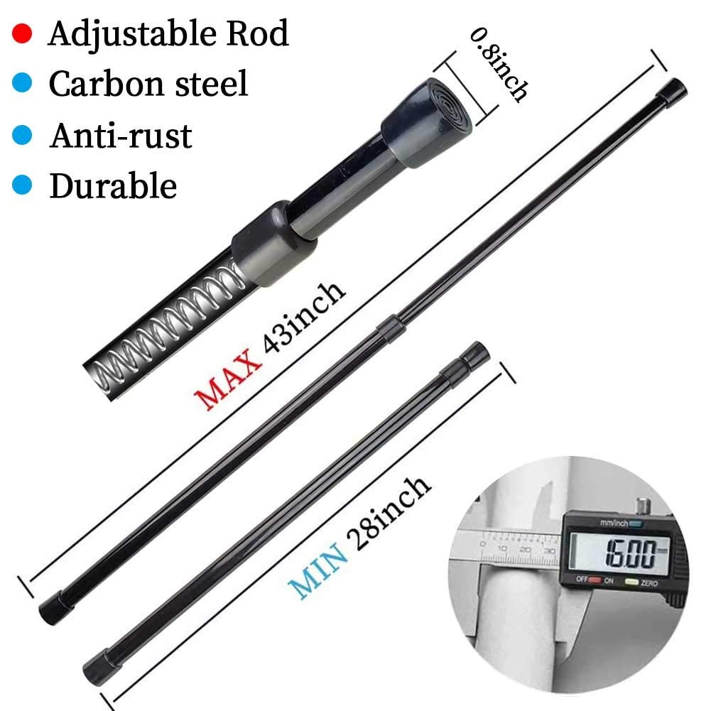 2 Pack Adjustable Curtain Rods 28â€“43″ Spring Tension Window Rods Black
