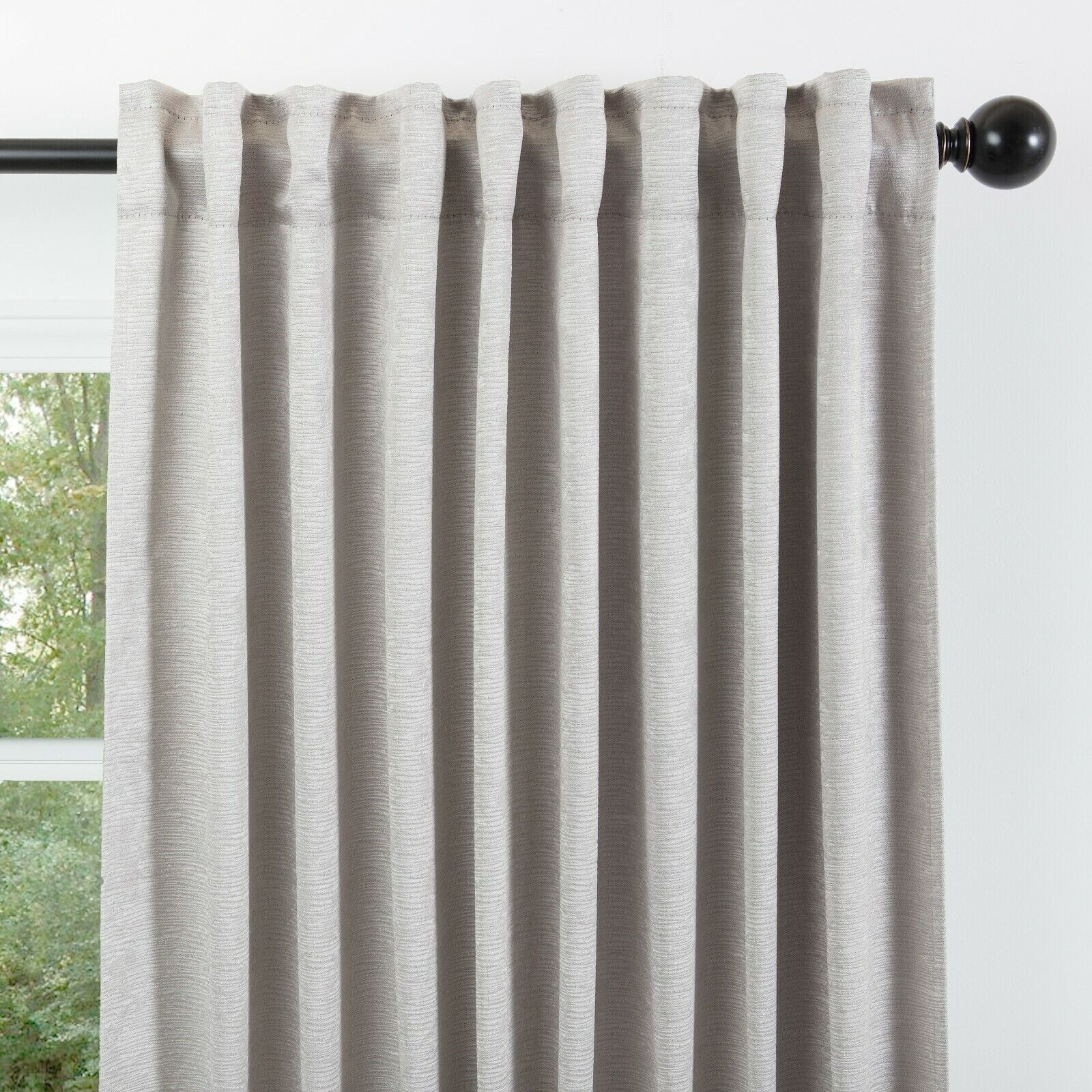 Chanasya 2 Panel Solid Embossed Elegant Texture Curtains 52 x 96 Grey Silver