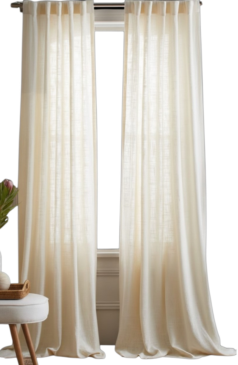 Quince Ivory Sheer Cotton Curtain Panels 48×96 Set of 2 Rod Pocket