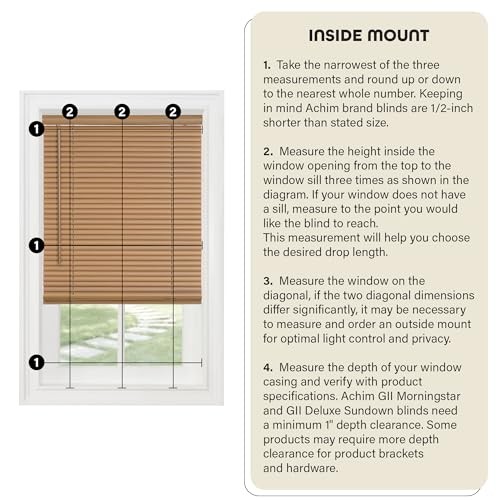 Cordless Light Filtering Mini Blind – 27 Inch Width, 64 27″W x 64″H Pearl White