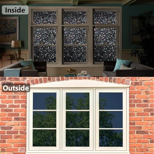 Totalout Window Privacy Film Static Cling, Decorative 23.6 x 78.7 Inch Black