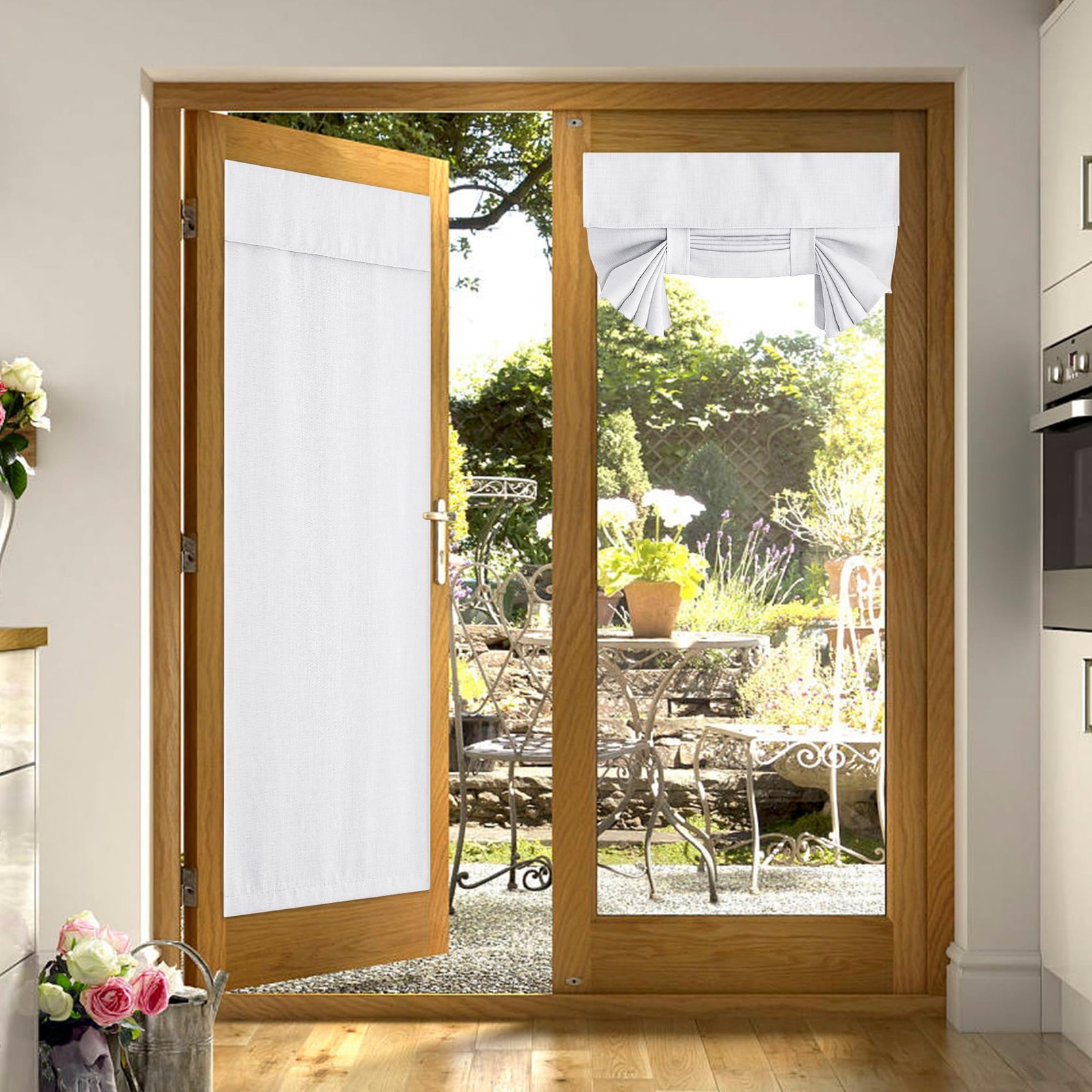 Faux Linen Door Window Curtains, Farmhouse French Door Curtains 72 inches Lon…