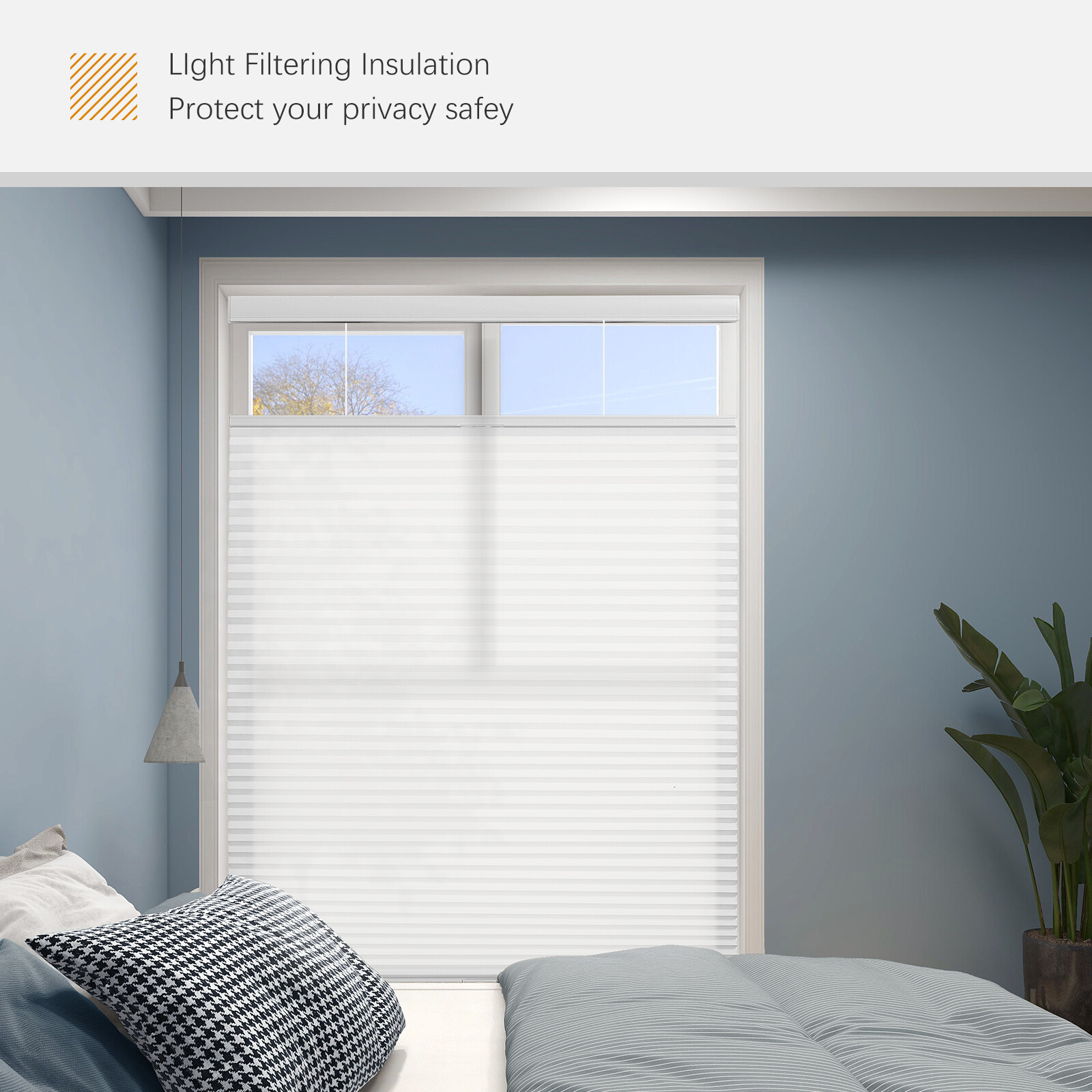 CUSTOM CUT Honeycomb Top Down Bottom Up Light Filtering Cordless Cellular Shades