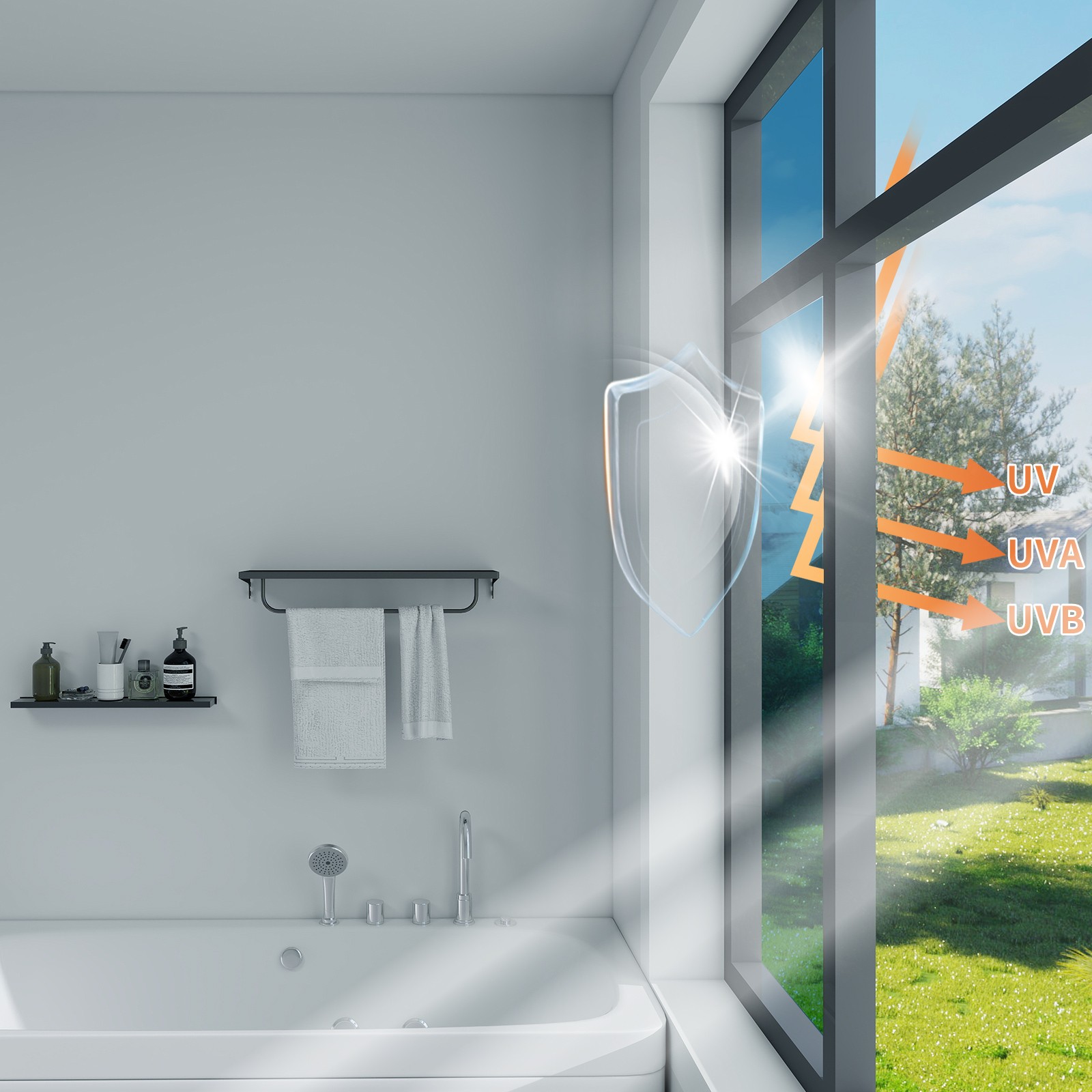 2 Rolls Privacy Screen Mirror Film, Self-Adhesive Sun Protection, Anti- Film