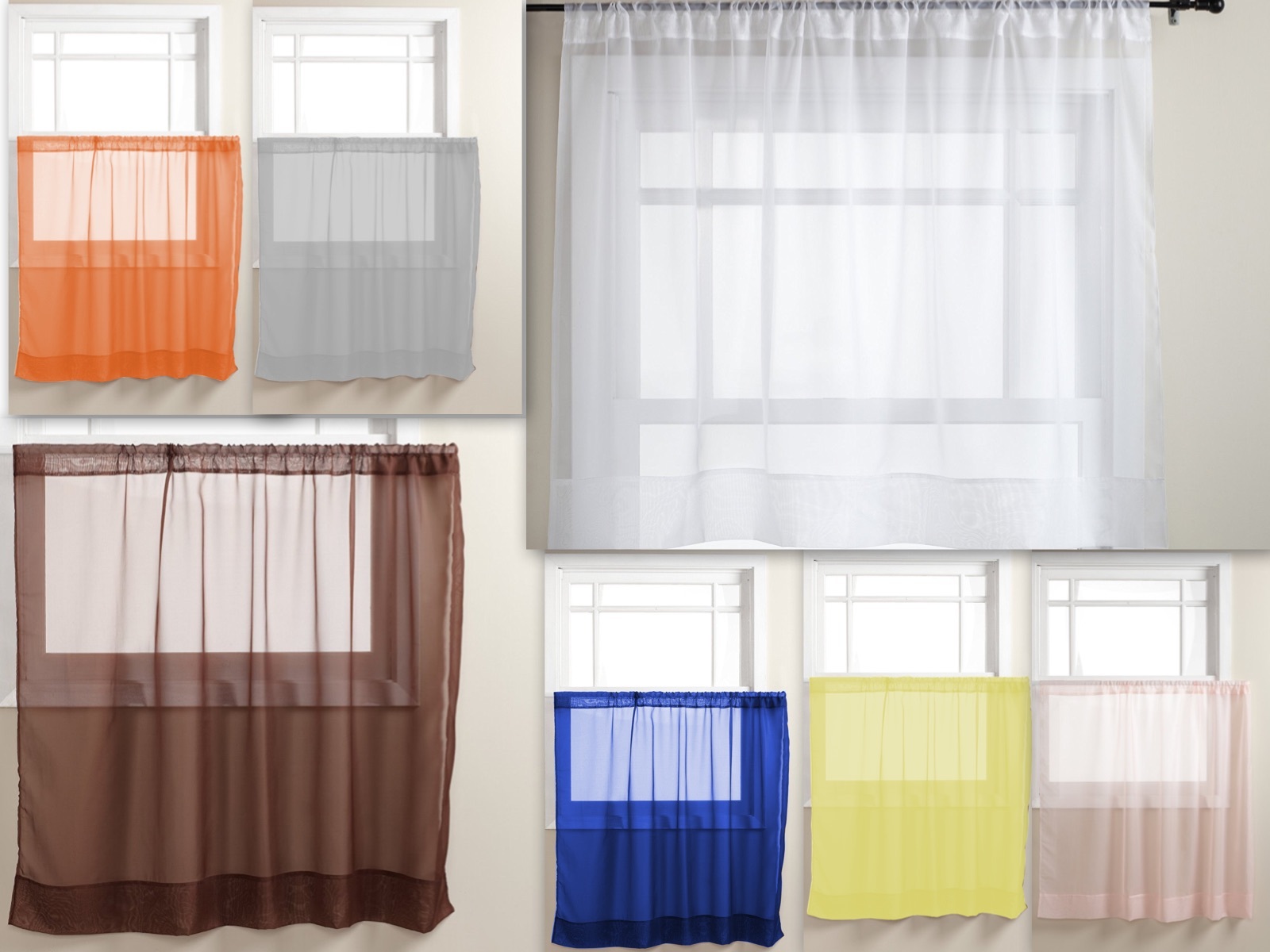Graceful Short Panel Solid Sheer Window Curtain Rod Pocket 58 Inch x 36″ Long