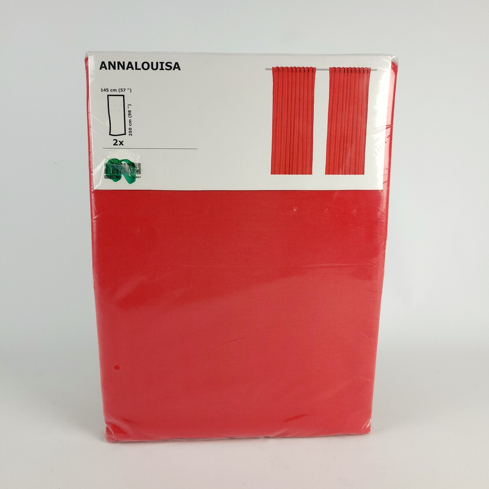 Ikea Annalouisa Curtains 1 Pair (2 Panels) Cotton 57″ x 98″ Red New 100% Cotton