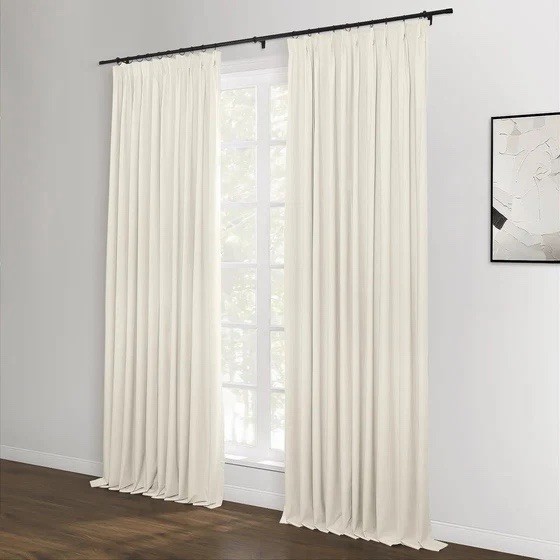 TWOPAGES Lila Thermal Insulated Pleated Curtains Beige (2) 72”Wx108”L NEW
