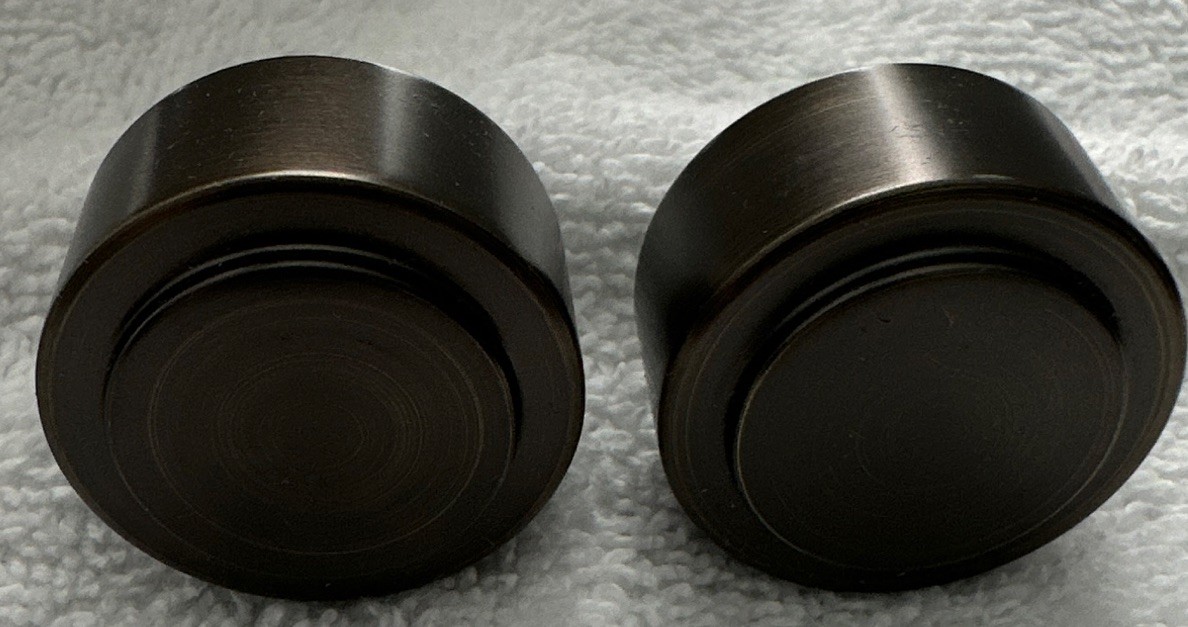 Pottery Barn Everson 1.25 in Bronze Metal Curtain Rod End Caps Screw-On Set of 2