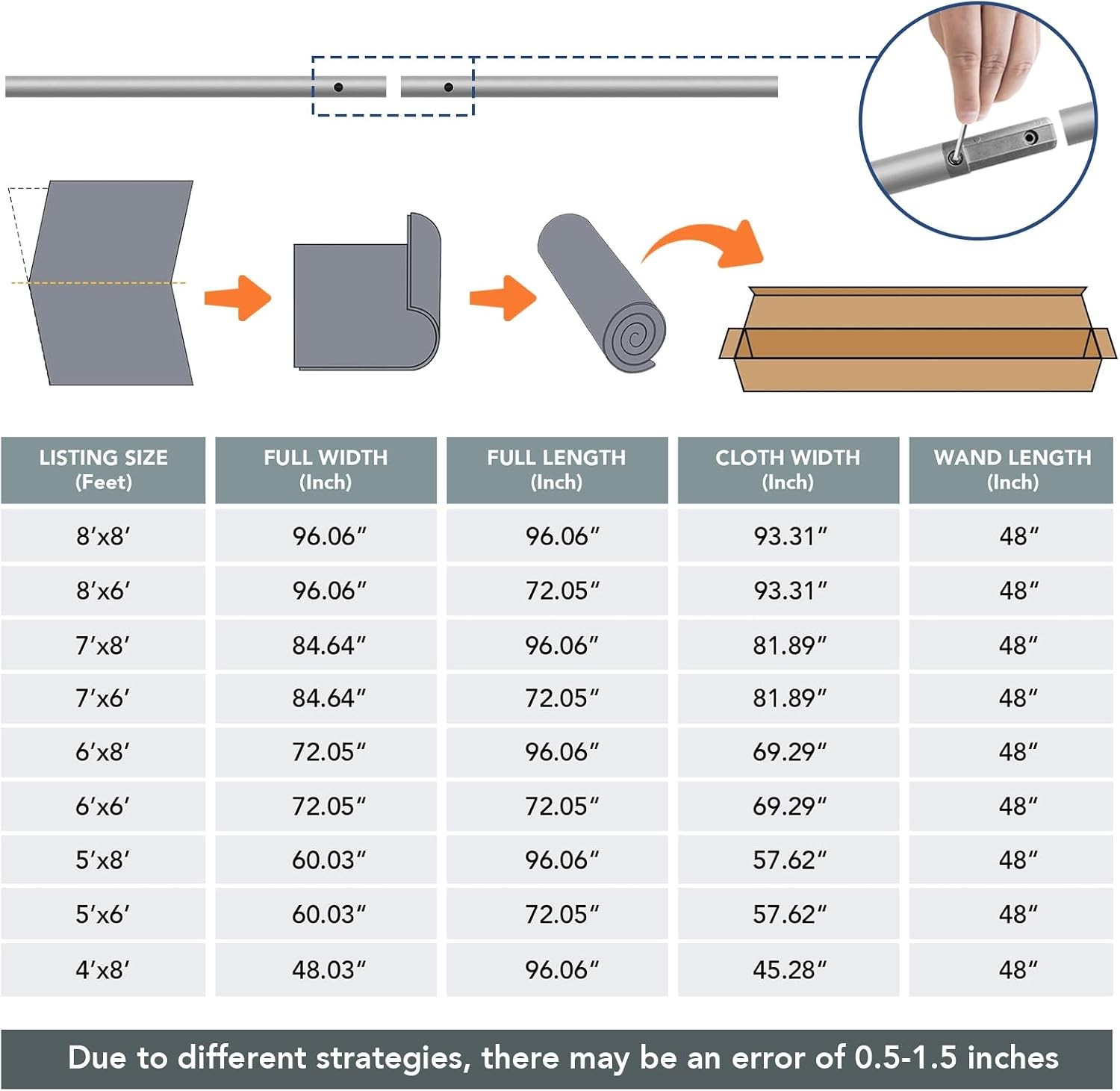 Outdoor Roller Shade 10′ W X 8′ H, 220GSM HDPE Breathable Sun Shades Outdoor