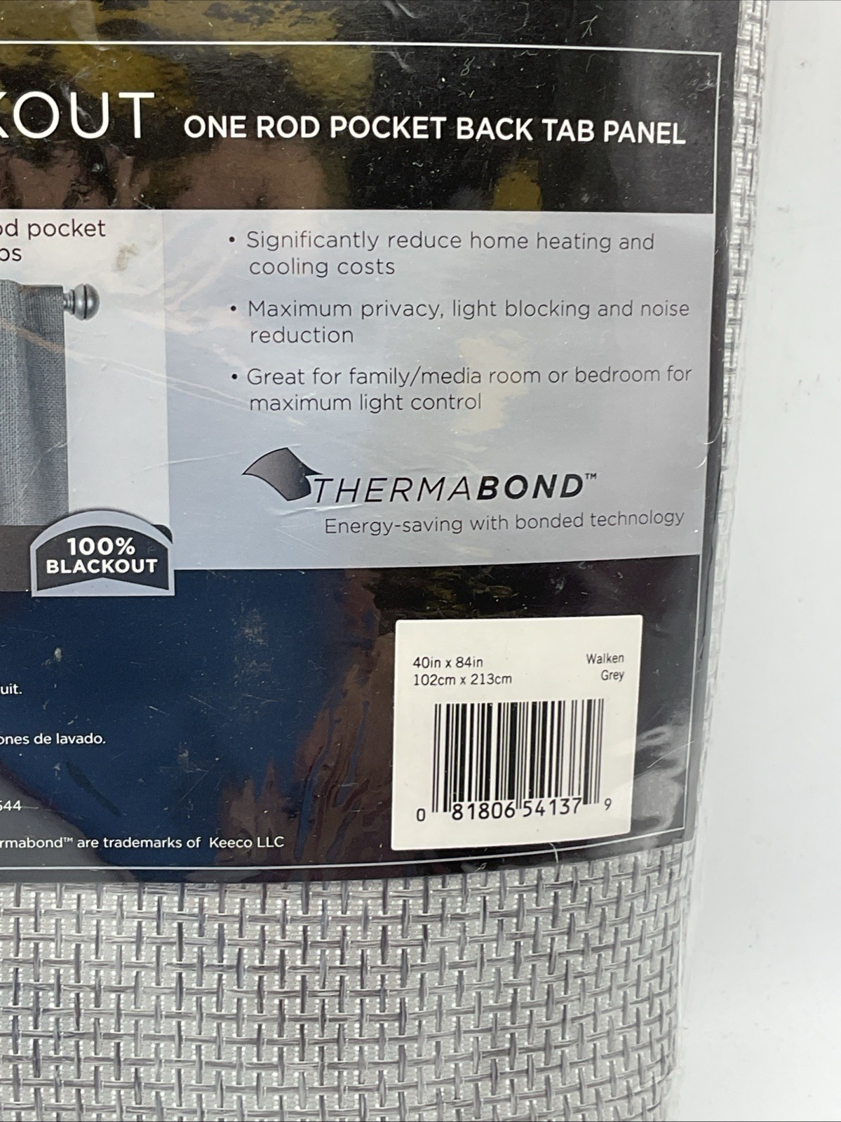 Eclipse 100% Blackout 40x84in Walden Grey One Rod Pocket Tab Panel
