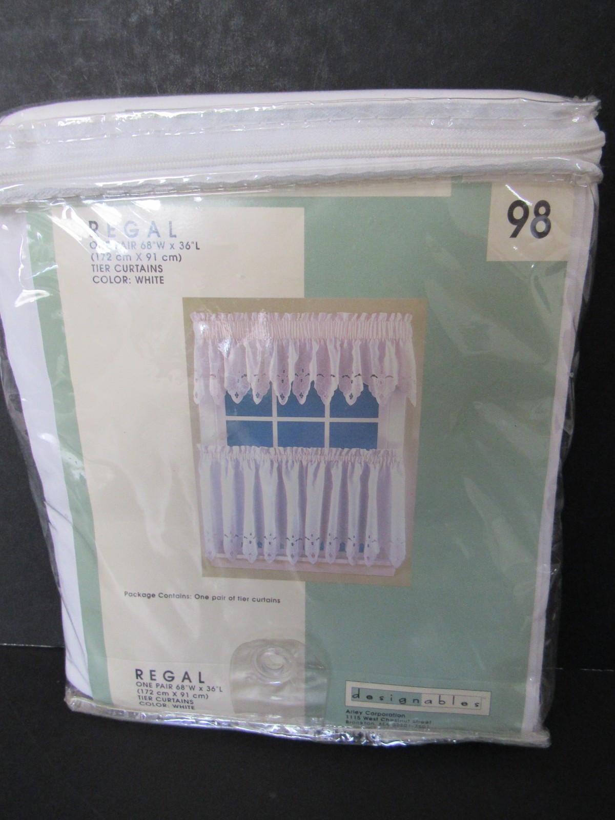 New REGAL White Eyelet Tier Curtains Hankerchief Hem 68″ x 36″ Cottagecore Pair