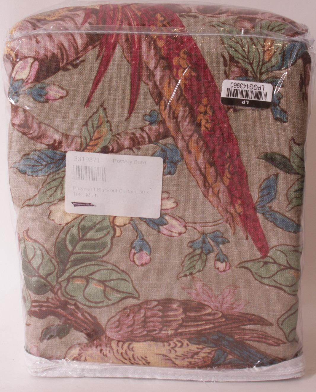 New Pottery Barn Pheasant blackout curtain panel, 50 x 108 (bird floral)