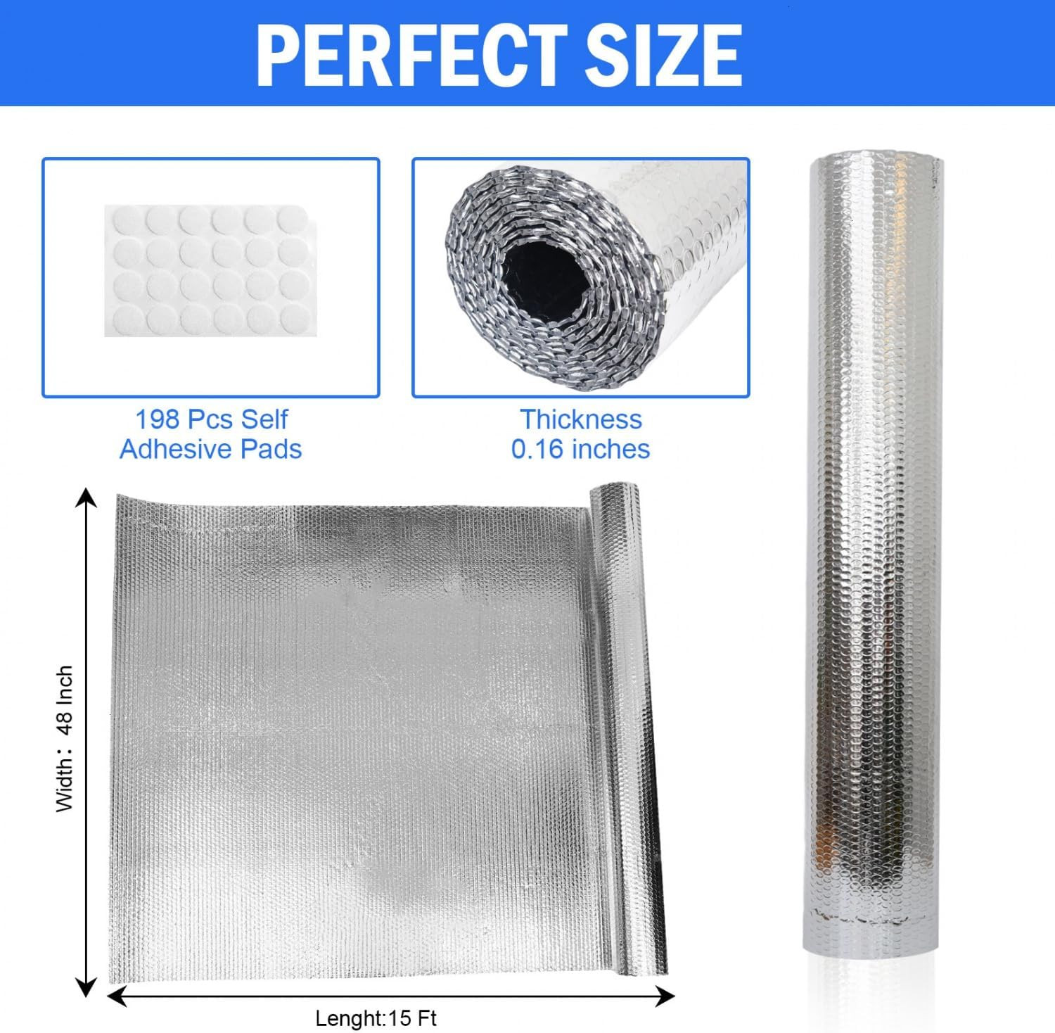 Double Reflective Insulation 48 in X 15 FT RV Window Insulation for Summer Heat