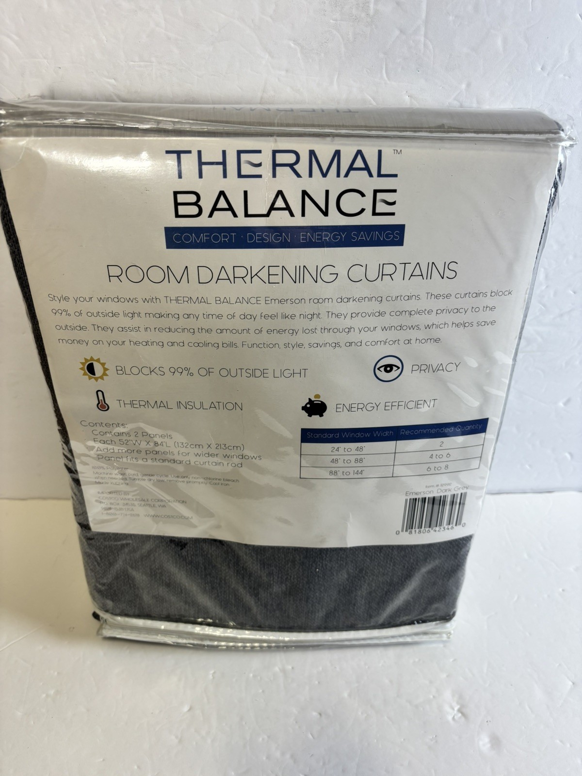 2-Panel 99% Blackout Curtain for Living Room 52”Wx84”L Double Sided Texture Gray