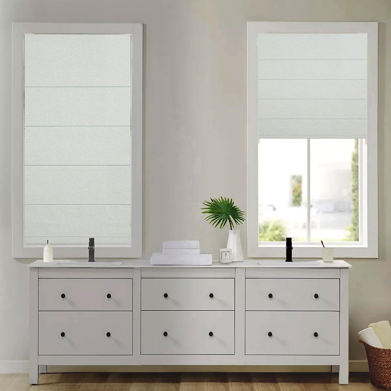 Changshade Cordless No Drill No Tools Roman Blinds Window Shades-Free Shipping