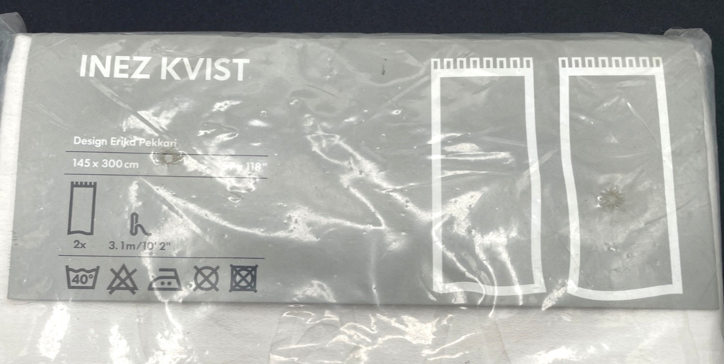 New IKEA Inez Kvist Ghost Tree White Curtain Panels 57”x 118” 2 Curtain Panels