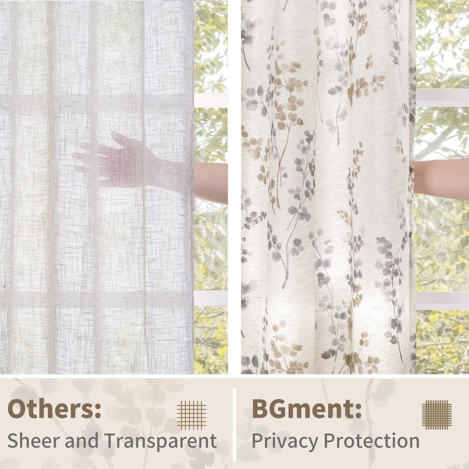 BGment Window Treatment Turquoise Linen Curtains 45 Inch Length 42 W, 2 Panels