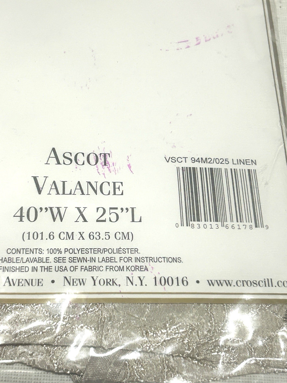 Croscill Classics Chloe Ascot Valance Linen 40” x 25” Tassel Window Treatment B1