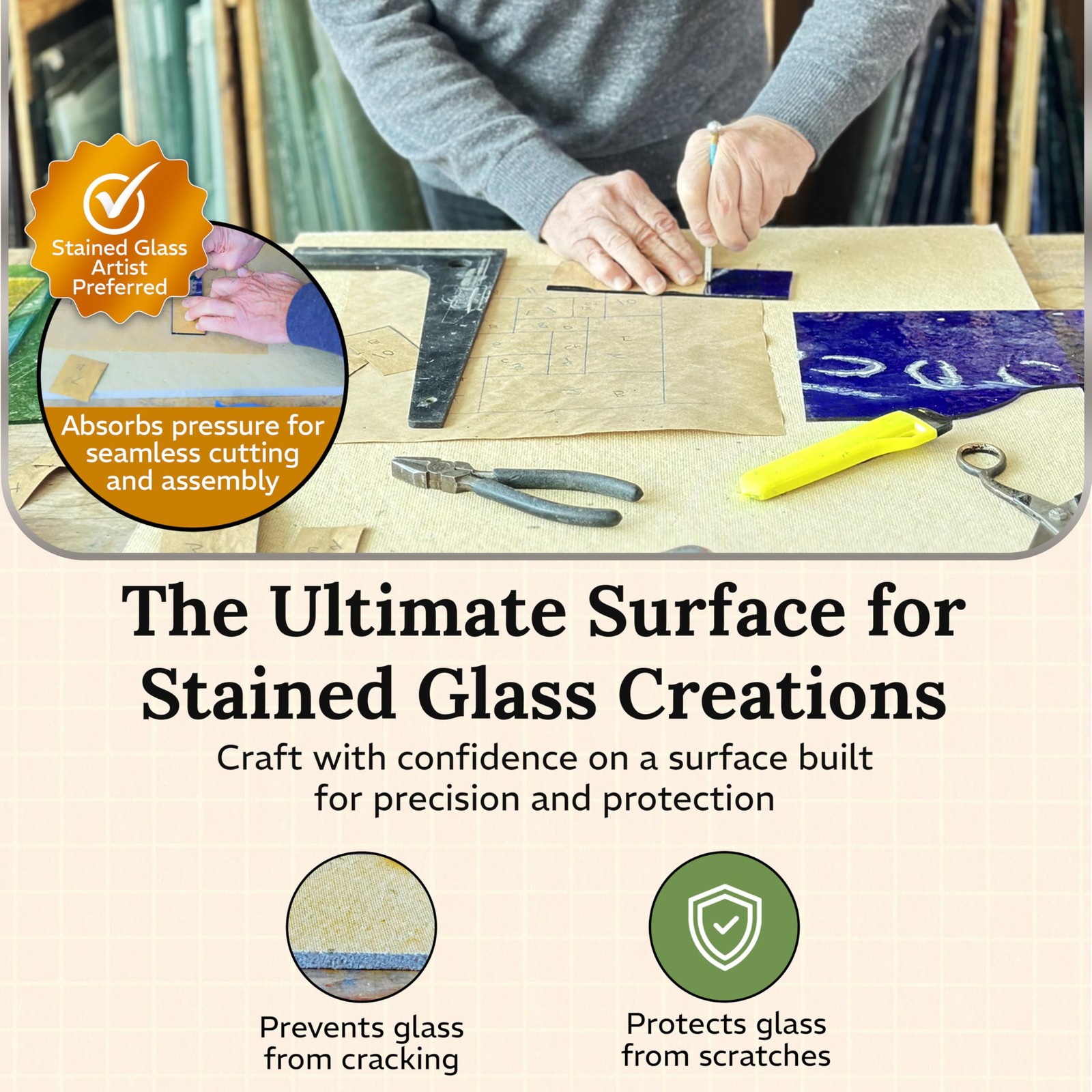 Homasote Board for Stained Glass Work Surface | Approx 12 x 12 Heat Resistant Cu