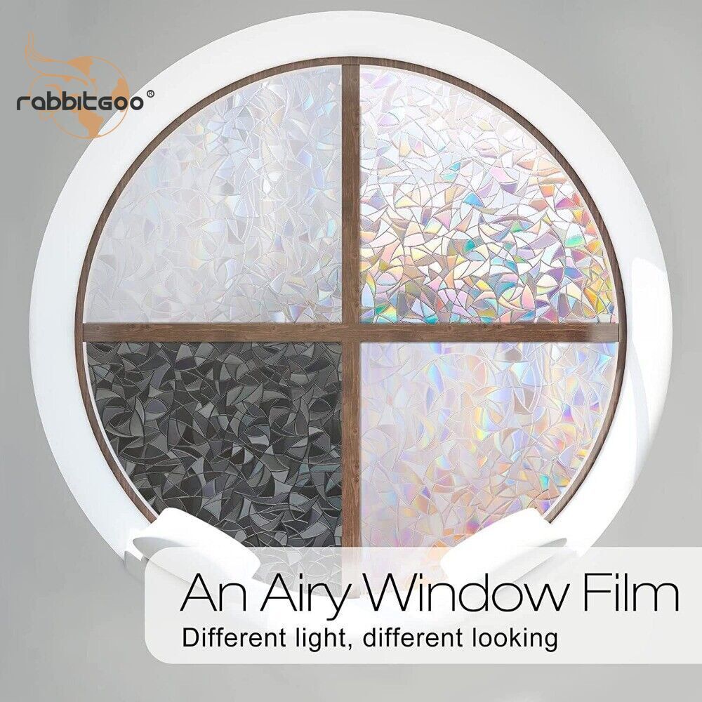 rabbitgoo 3D Privacy Window Film UV Blocking Decorative Static Cling Glass Film