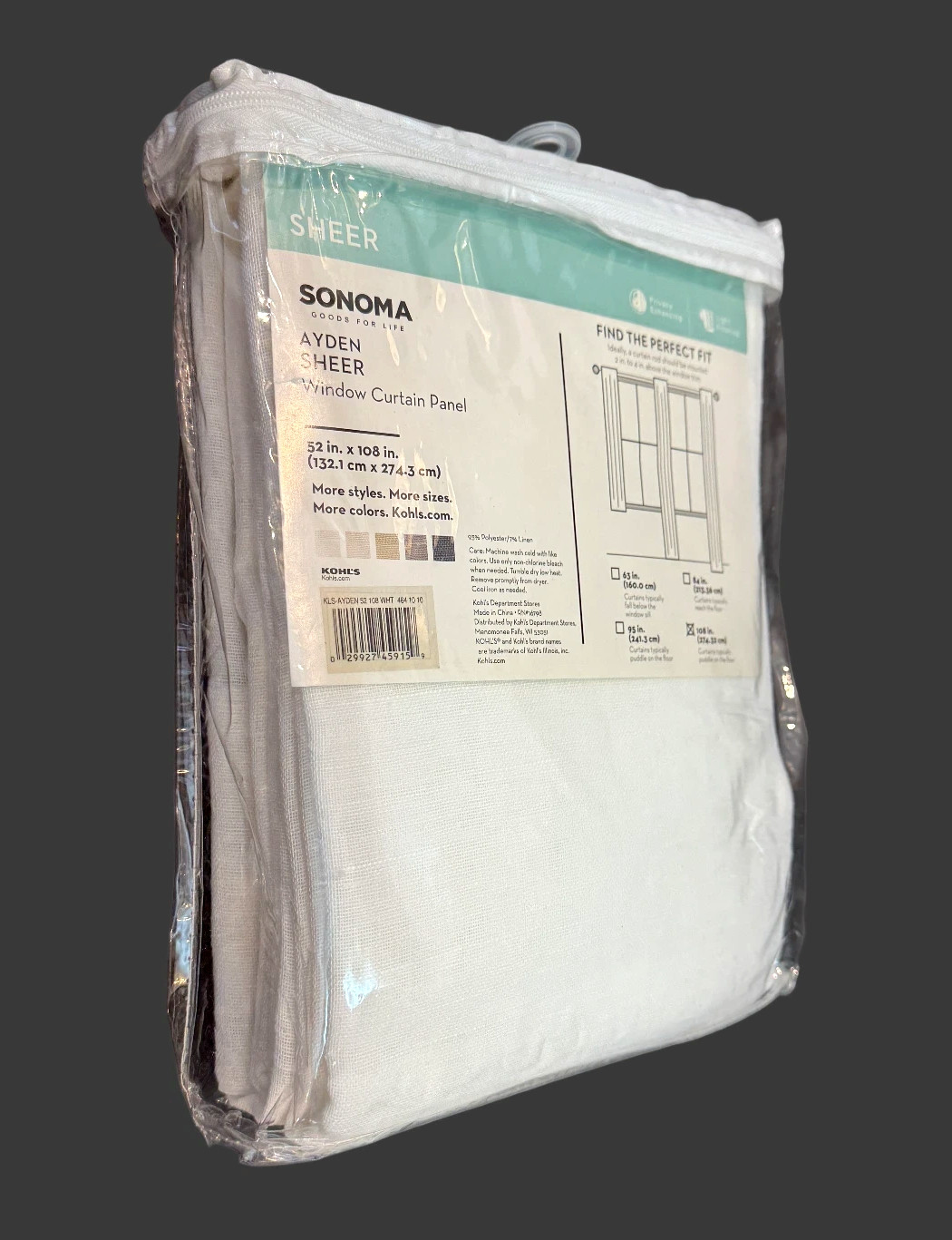 Sonoma Ayden Sheer Panel Easy Slide Grommets 52″ x 108″ White Poly-Linen Blend