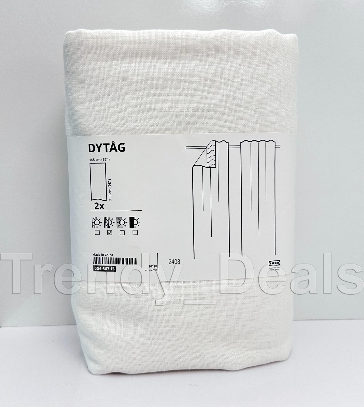 Ikea DYTAG Window Curtains 2 Panels (1 pair) 100% Linen 57″ x 98″ White – NEW