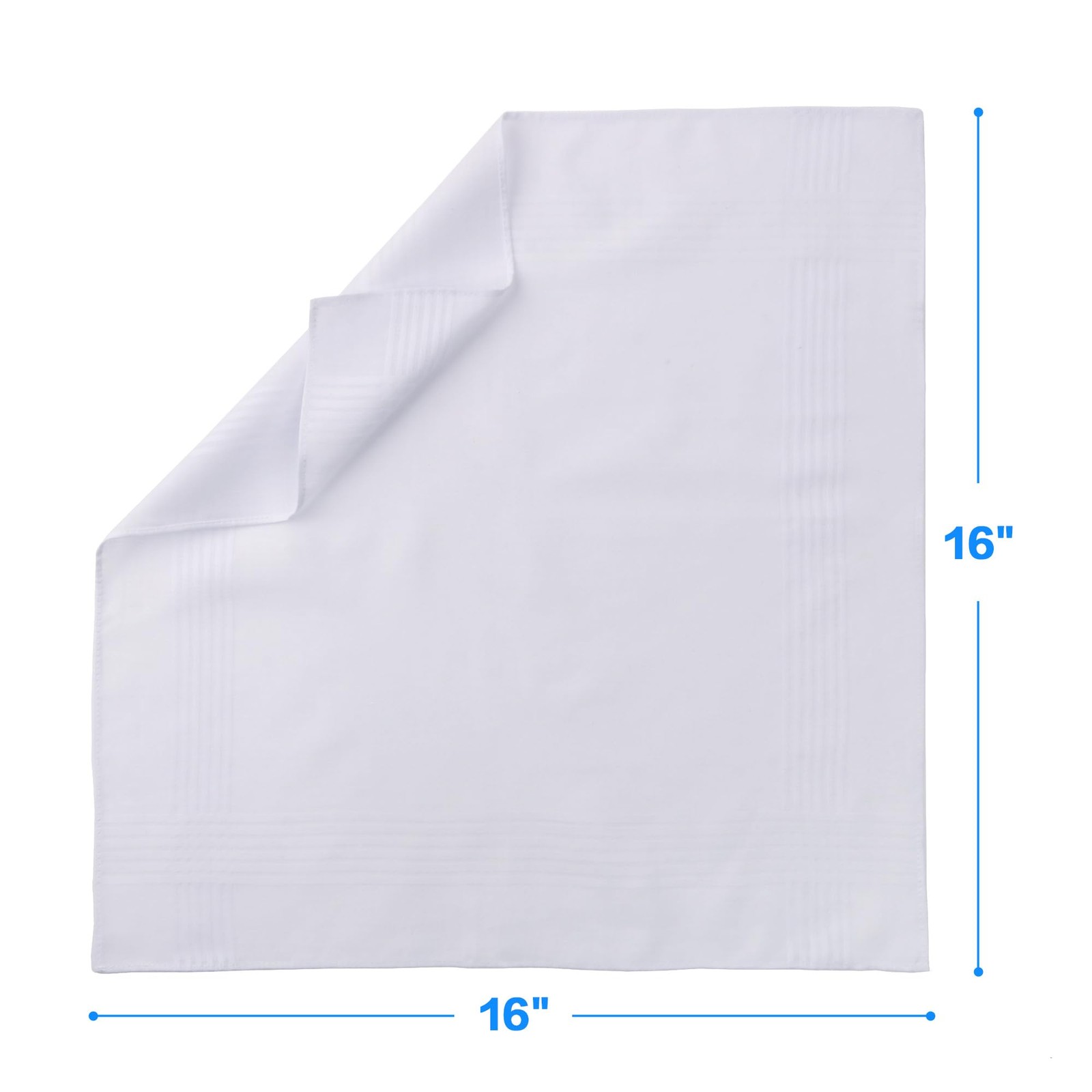 DR. ANISON Handkerchiefs for Men Soft Pure White Cotton Hanky 16 inches,
