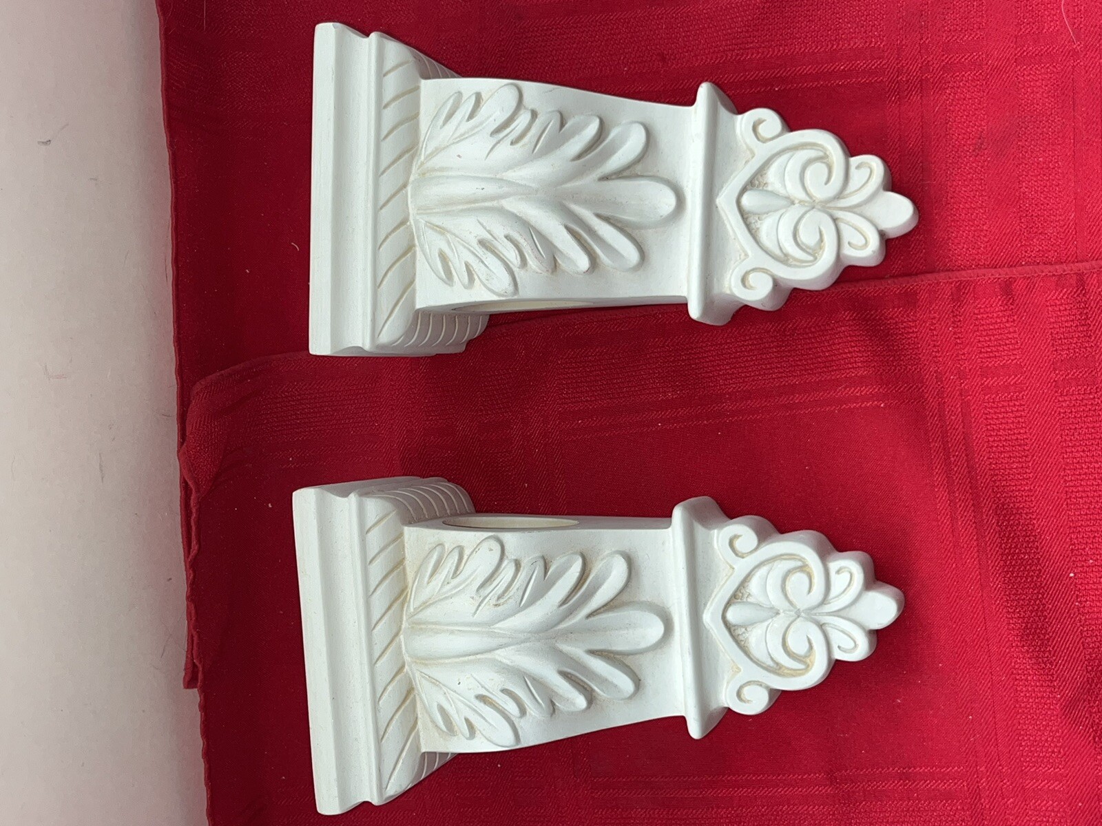 ORNATE SHABBY CHIC IVORY PLASTER DRAPERY /WALL HANGING ROD HOLDERS WALL MOUNT