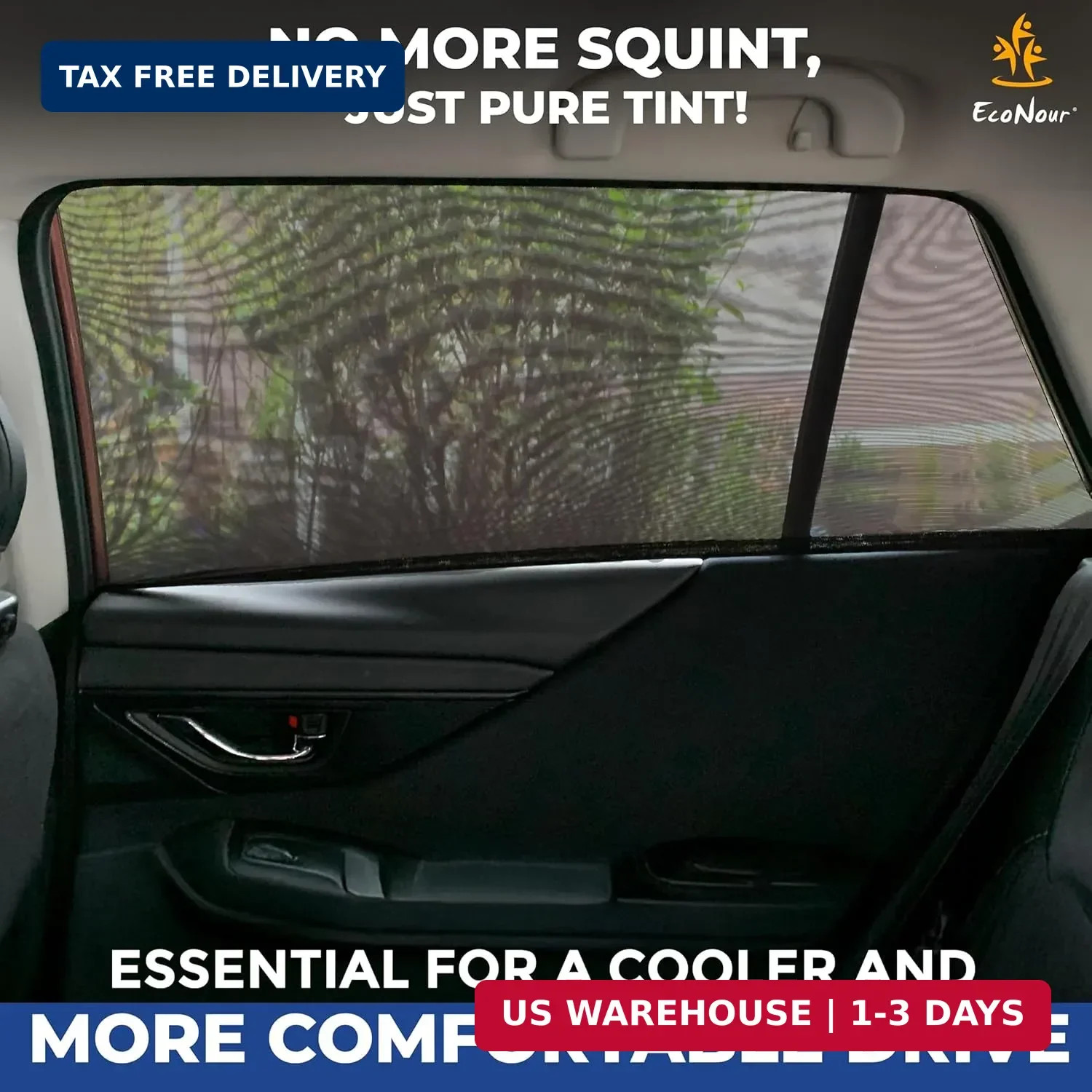 EcoNour Car Window Shades for Side Windows (Pack of 2) | Sun Shade for Car Heat